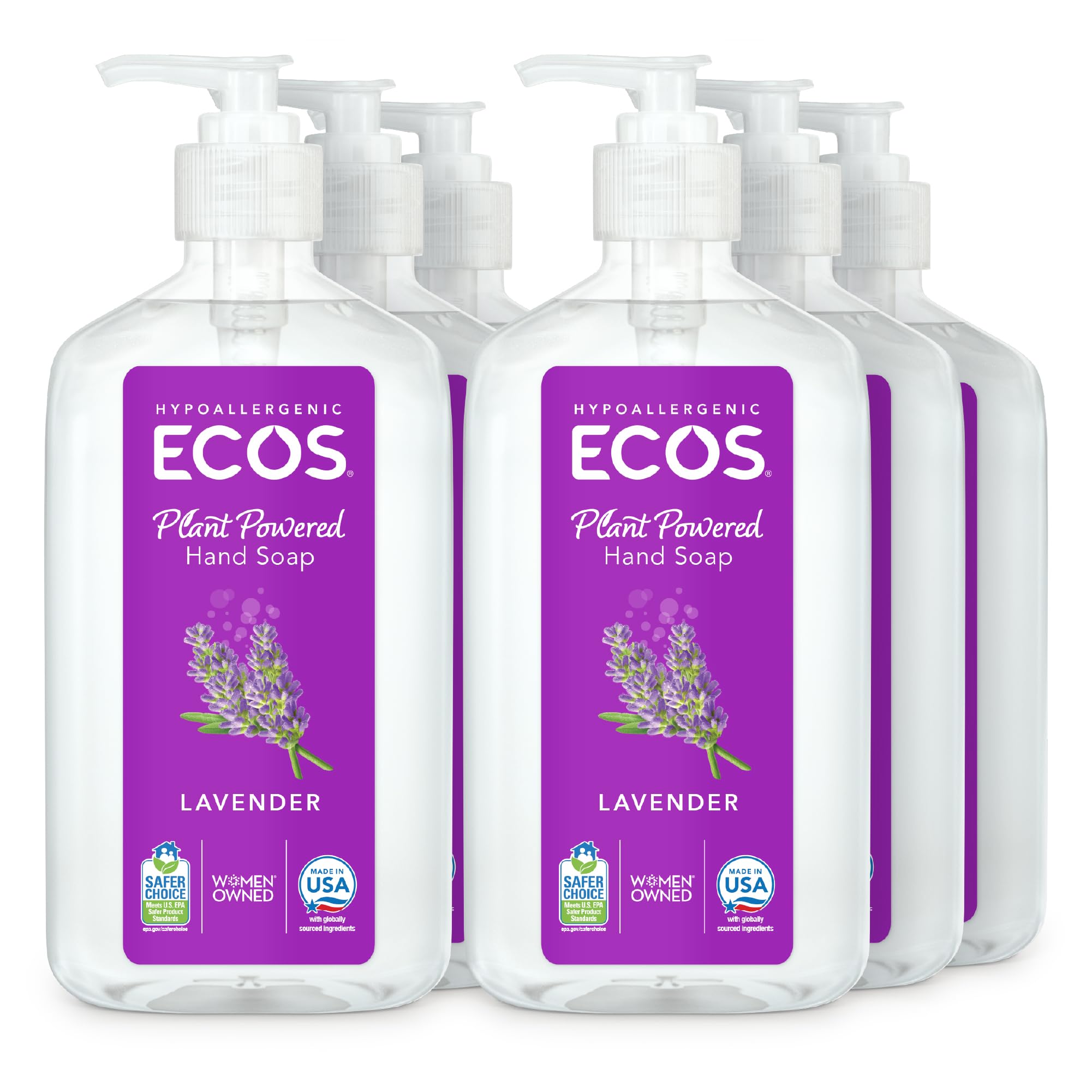 ECOS Hypoallergenic Hand Soap Lavender 17 oz 6-Pack