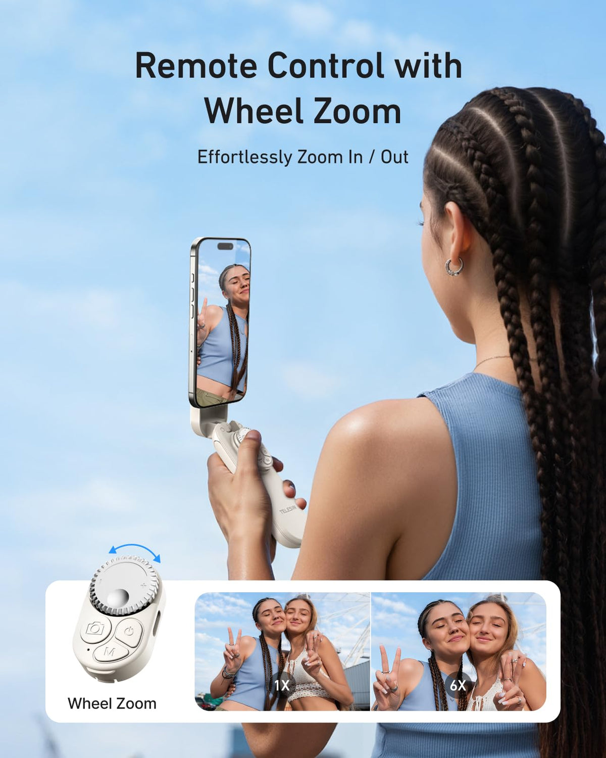 TELESIN Magnetic Mini Selfie Stick, Phone Tripod for iPhone 17 16 & Android