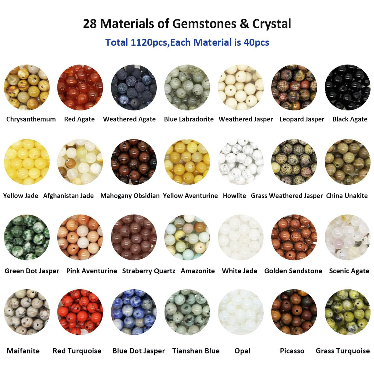 1120pcs 6mm Natural Gemstone Beads Loose Gemstone for - Yephac Official Imagery - 4