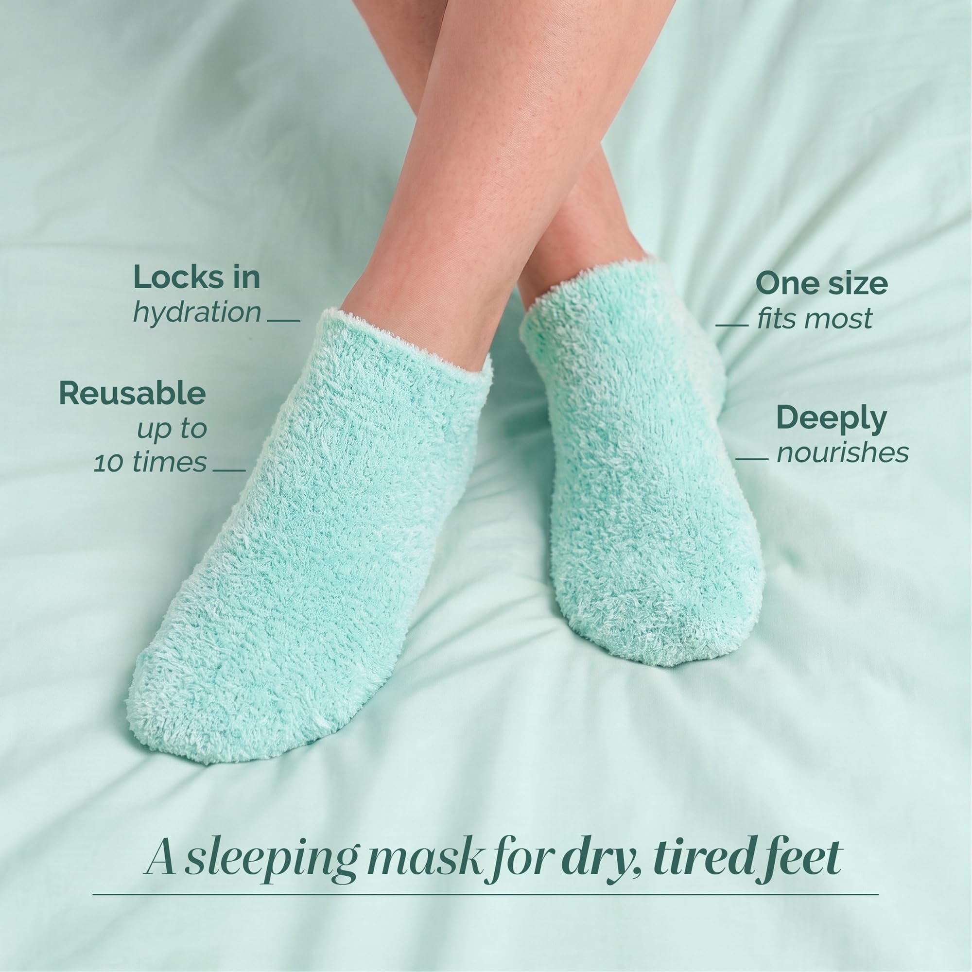 LONDONTOWN Pedi Perfect moisturizing spa socks with soft, plush material for soothing foot care and hydration.