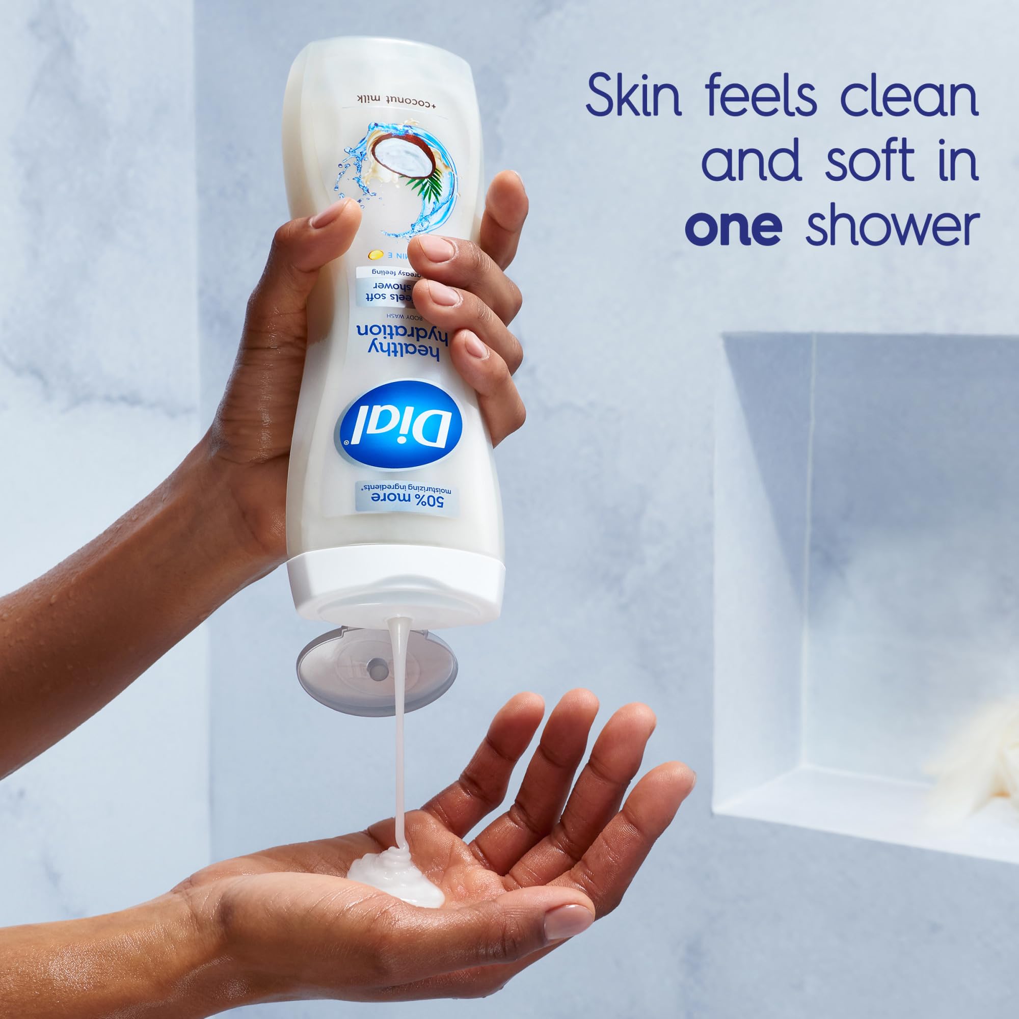 Dial Healthy Hydration Body Wash, Coconut Milk, Vitamin E, 16 fl oz, 4-Pack