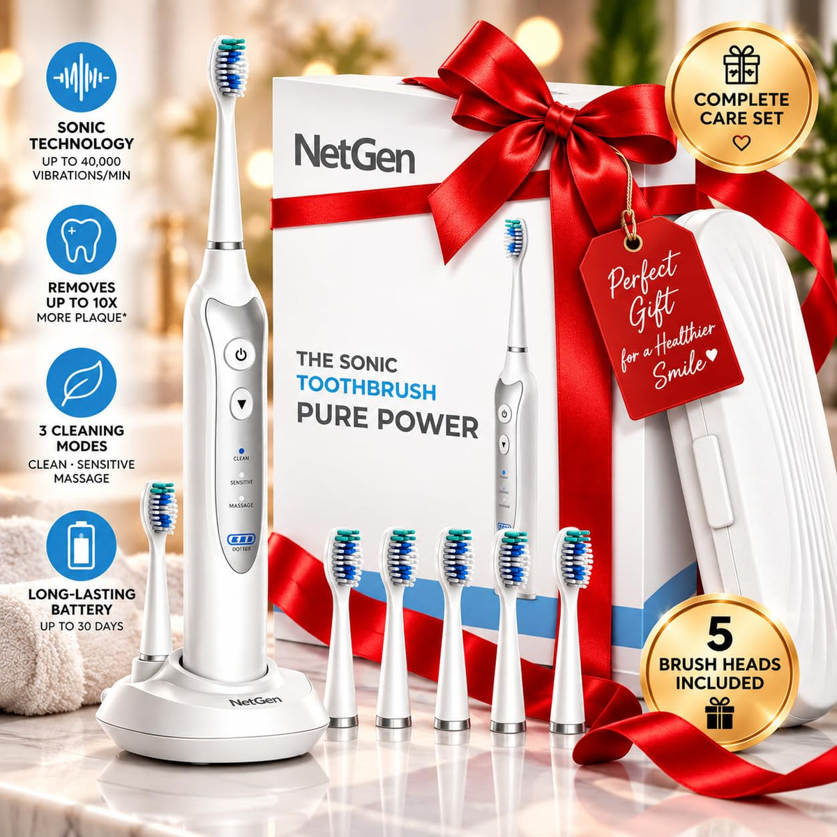 Sonic Electric Toothbrush for Adults - NetGen Official Imagery - 6