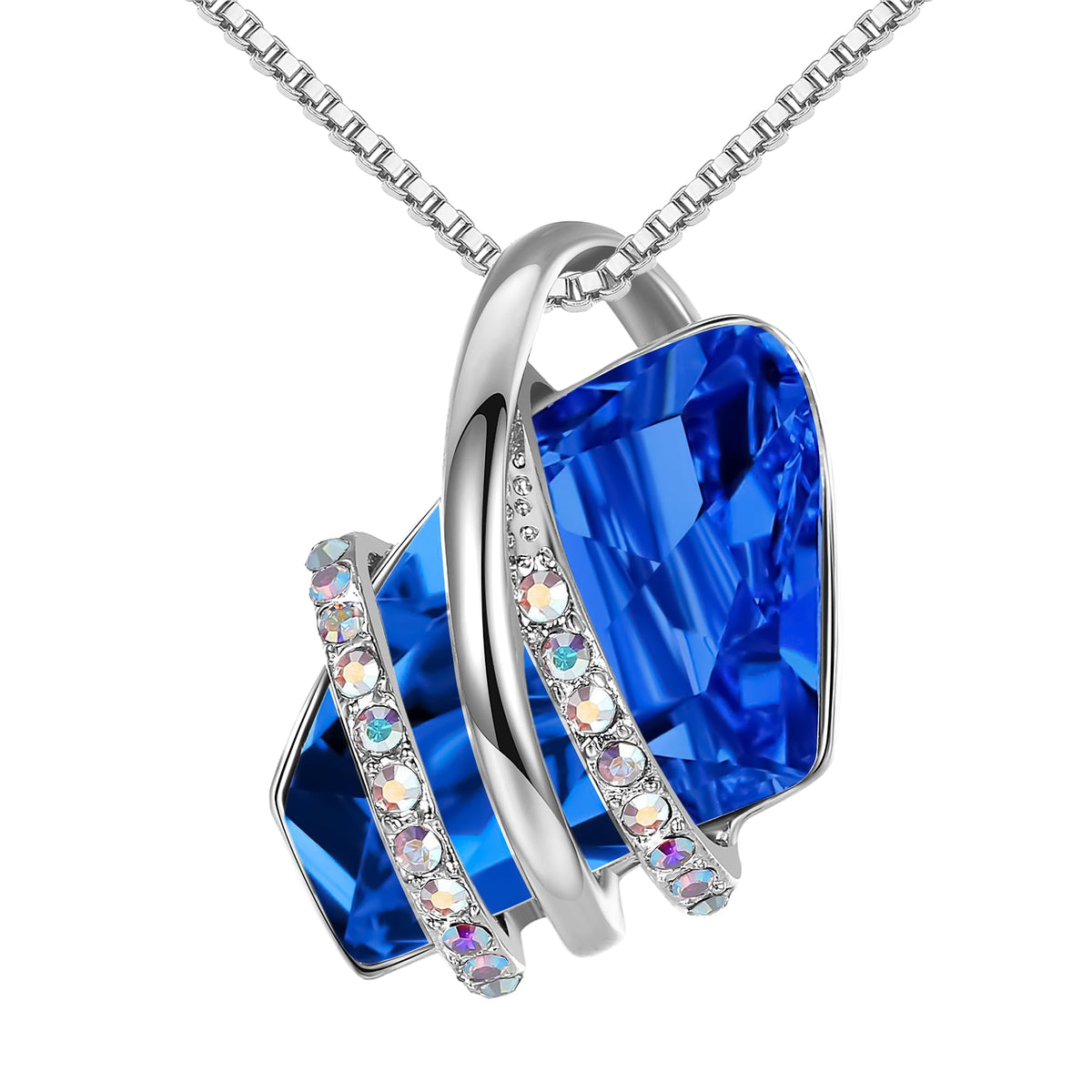 Leafael Wish Stone Pendant Necklace with Birthstone Crystal, 18K Rose Gold Plated/Silvertone, 18" + 2" – 209-Sep