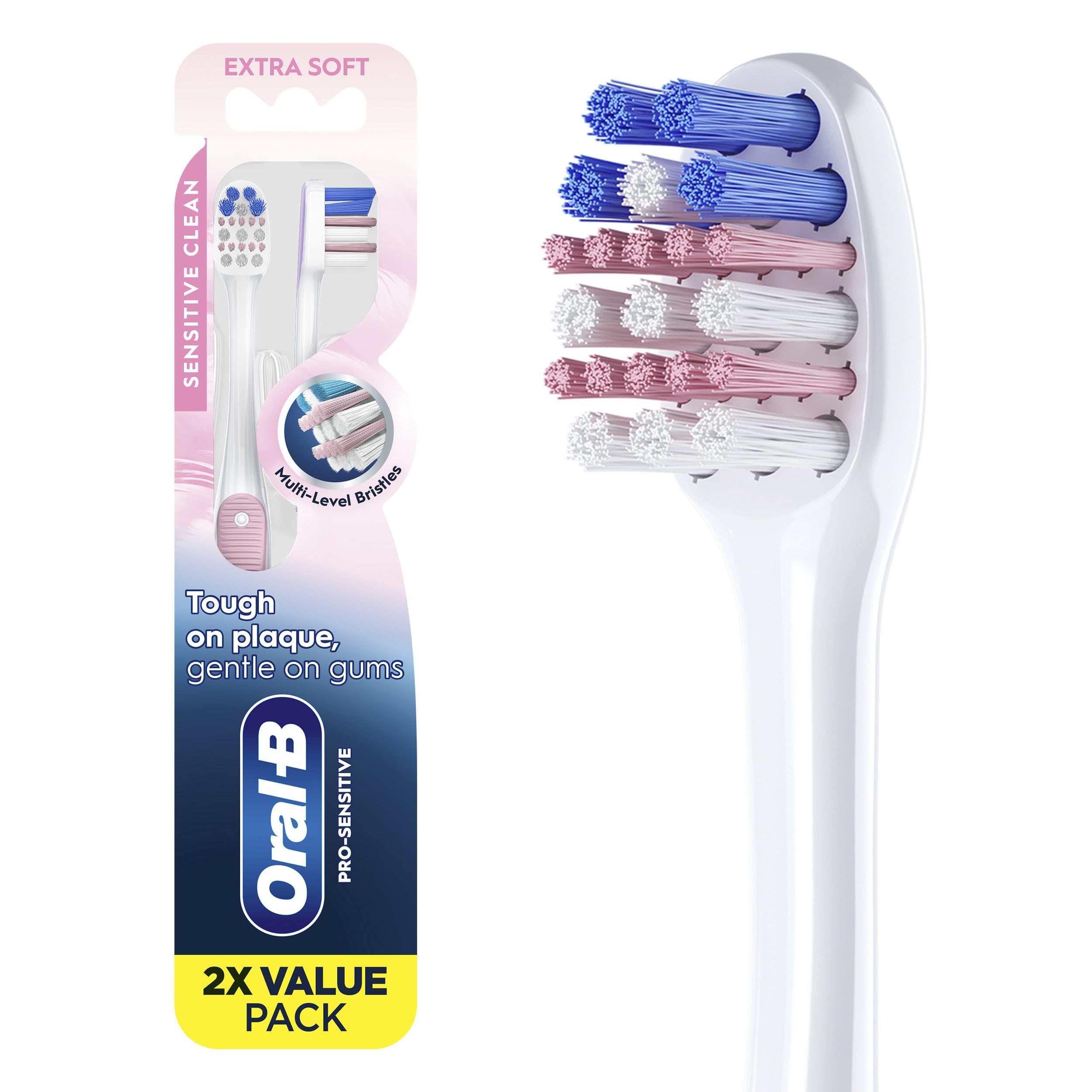 Oral-B Gum Care Sensitive toothbrushes, 2 Count tootbrush Extra - Product Imagery