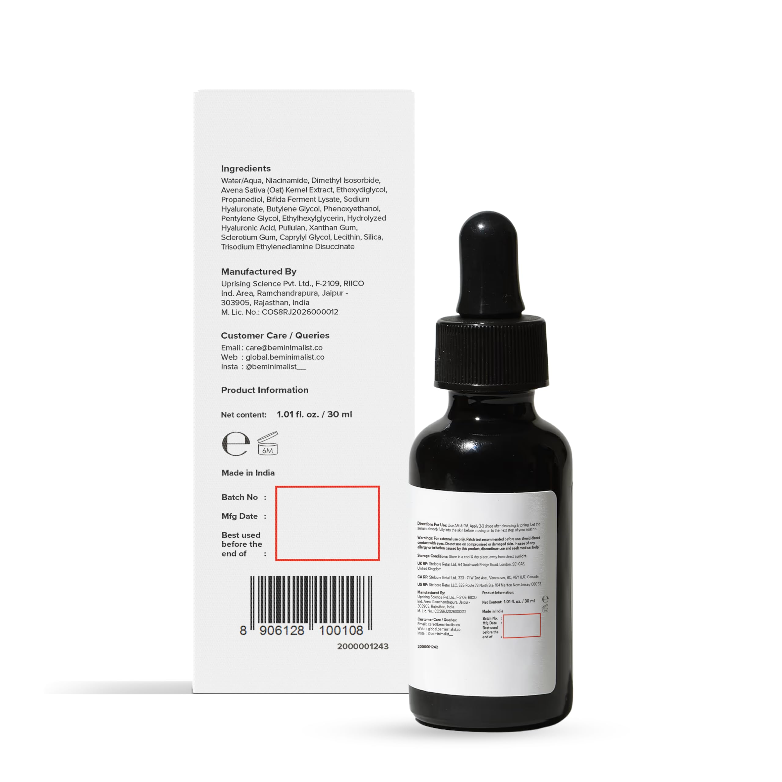 Minimalist 5% Niacinamide Face Serum with Hyaluronic Acid for Clear Skin | Reduces Blemishes/Acne Marks, Pore minimizer, Repairs & Soothes skin | For Women & Men | 1 Fl Oz / 30 ml