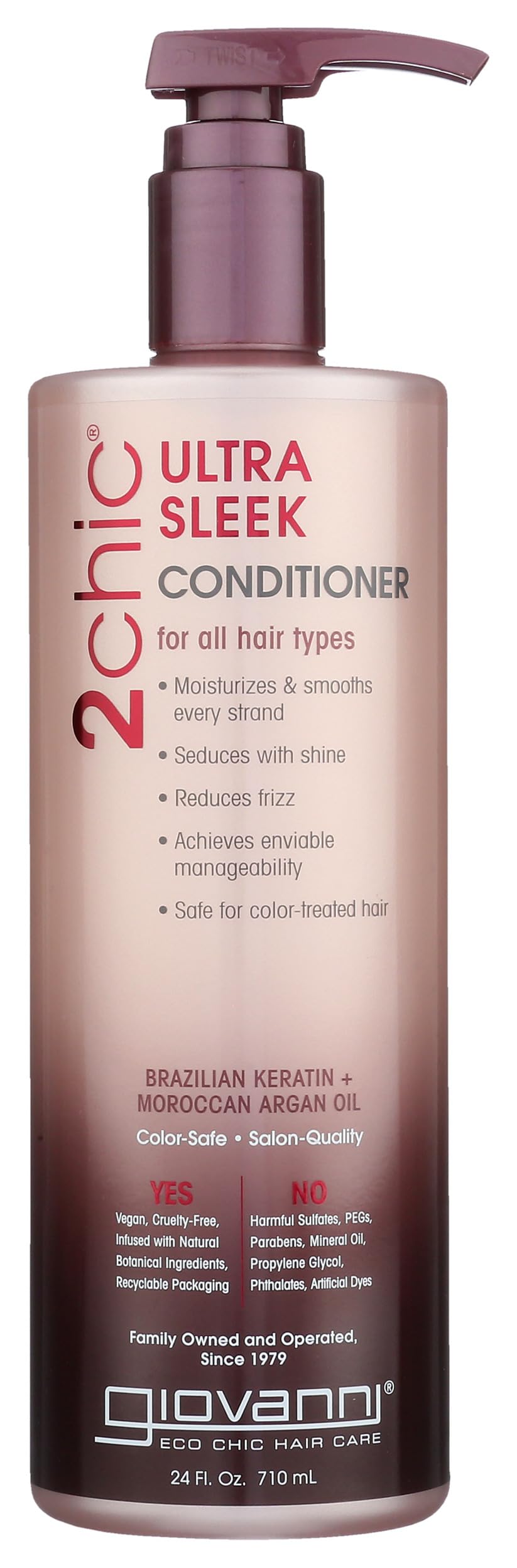 GIOVANNI 2chic Ultra-Sleek Conditioner, Anti-Frizz Formula, Coconut, 24 oz