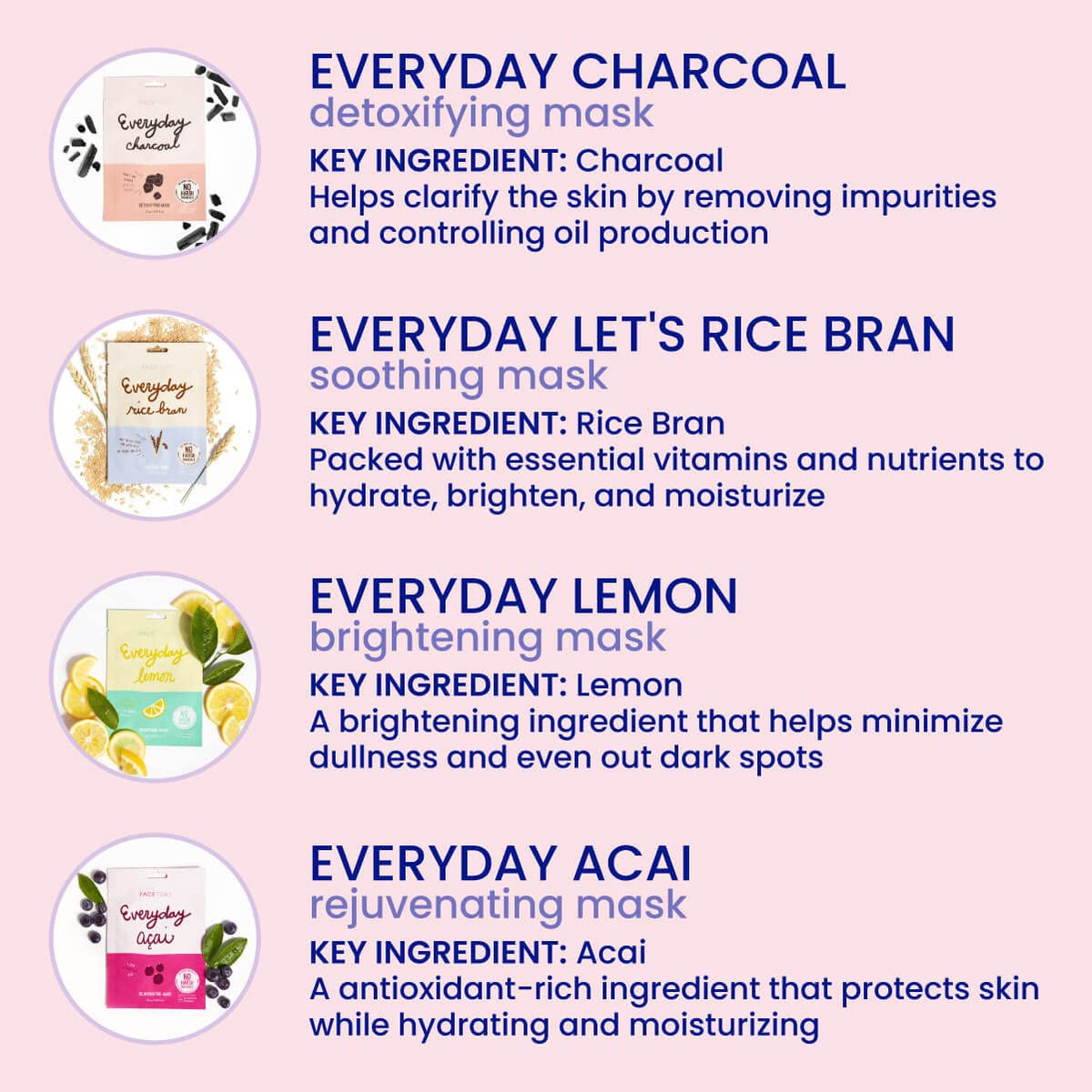 FACETORY Everyday 8 Korean Face Mask Variety Pack, 24 Count – full view, size 1 Count (Pack of 24)