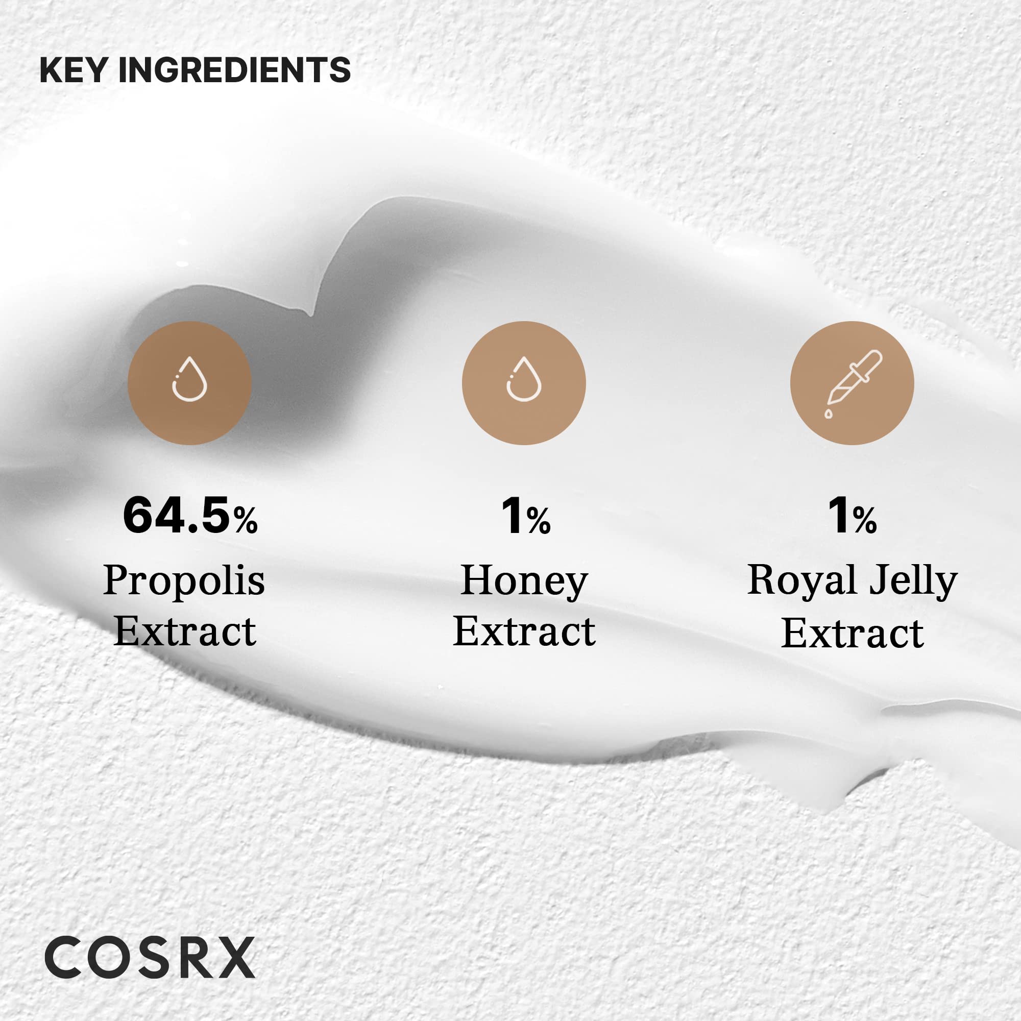 COSRX 64% Propolis Honey Lightweight Cream moisturizer with golden glow, showing the jar and creamy texture in the image.