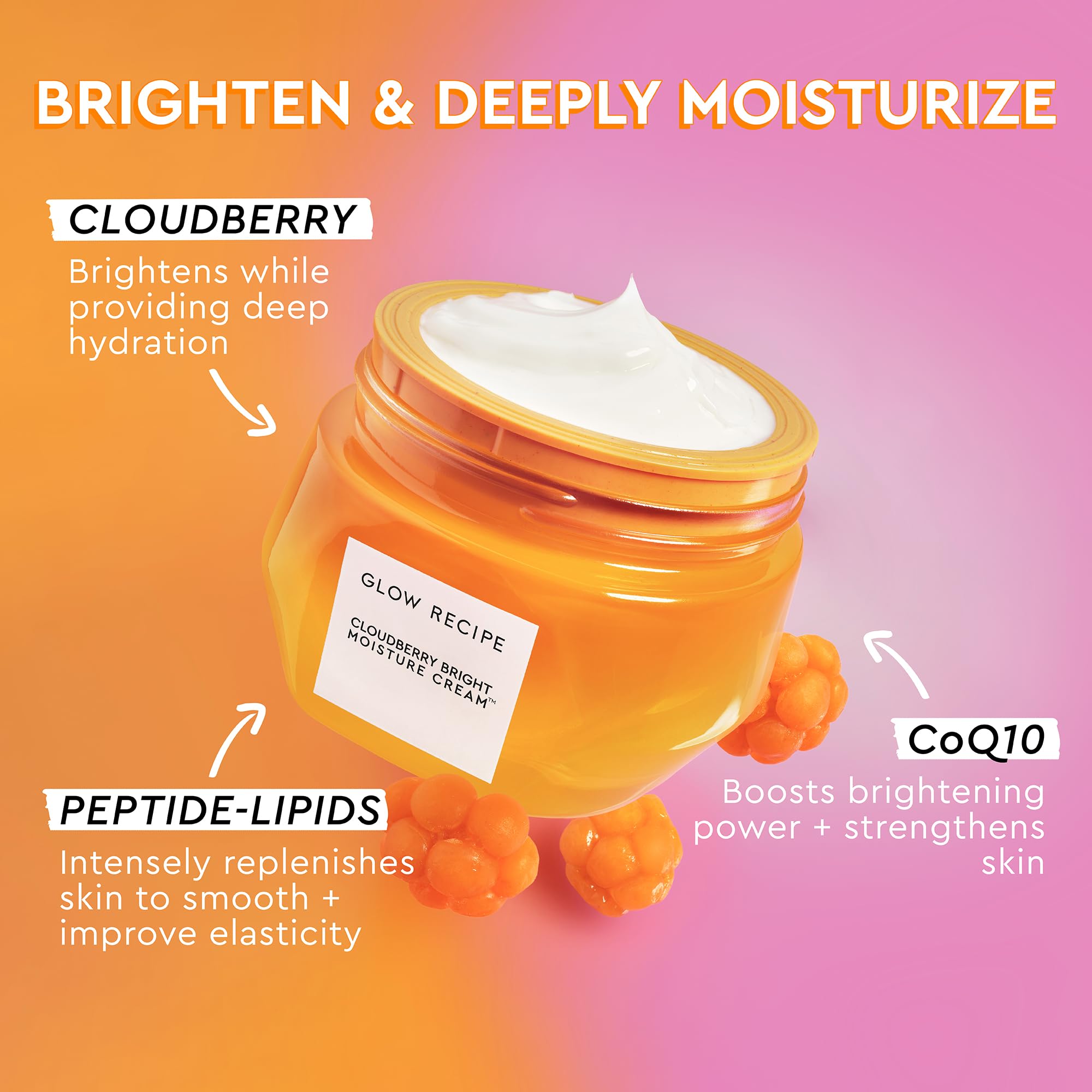 Glow Recipe Cloudberry Bright Cream refill pod, 50ml skin moisturizer with brightening properties, shown in its packaging.
