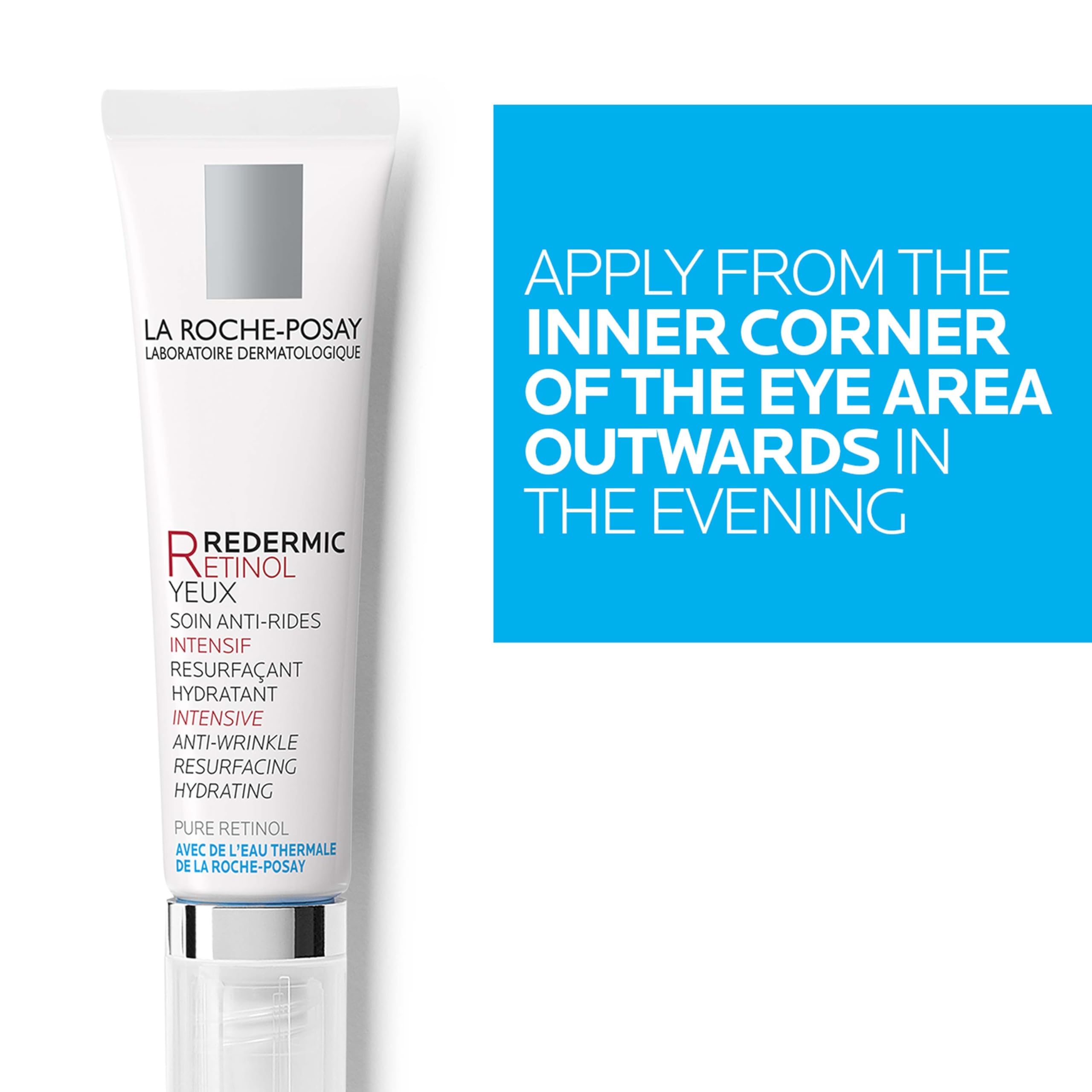 La Roche-Posay Redermic R Retinol Eye Cream with Caffeine in 0.5oz jar, designed for skin moisturizer around the eyes.