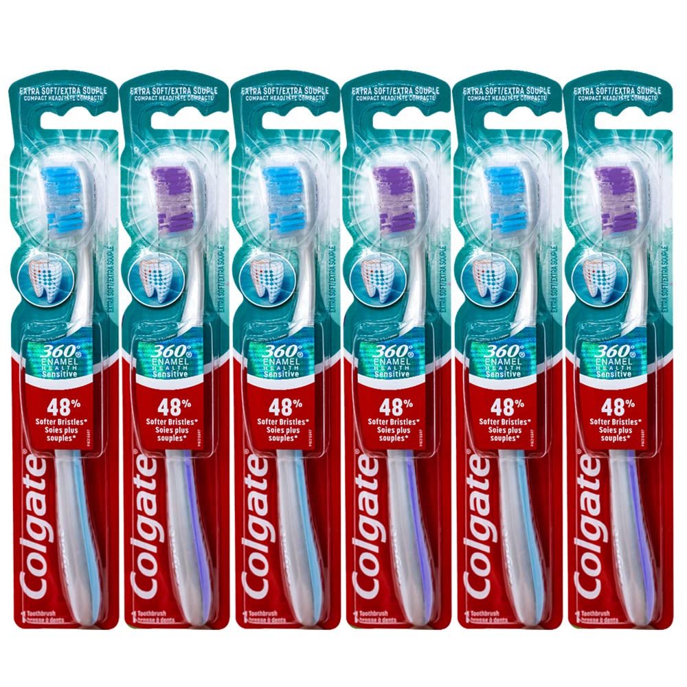 Colgate 360 Enamel Health Sensitive Toothbrush, Compact Head, - Product Imagery