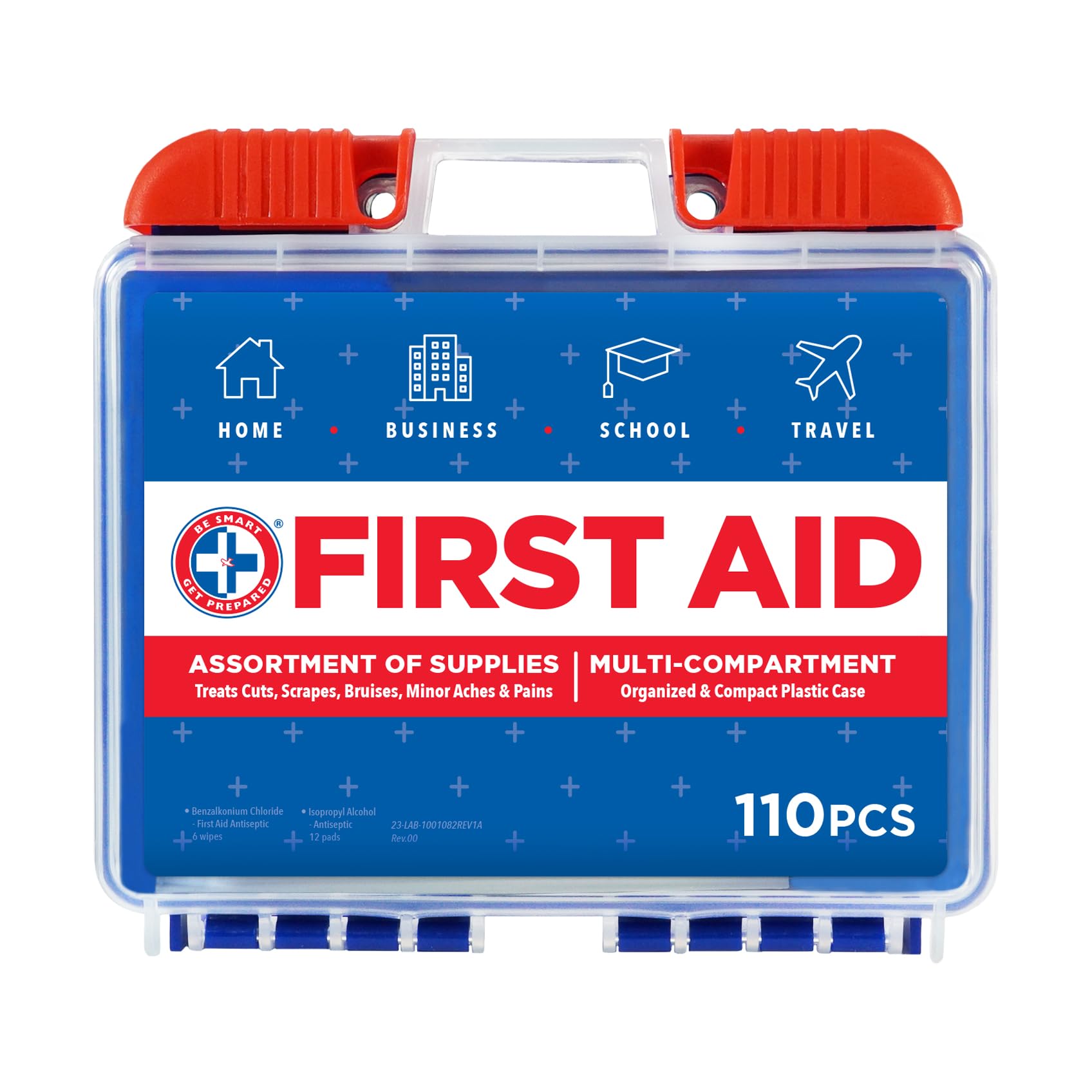Be Smart Get Prepared 110 pc First Aid Kit: Clean, Treat, - Product Imagery