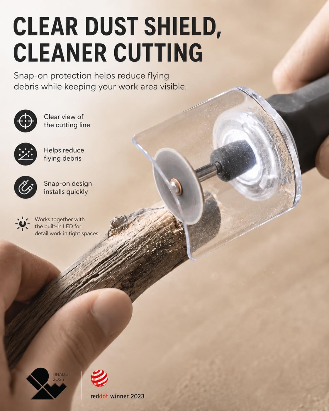HOTO Cordless Rotary Tool Kit, 5-Speed for 3D Printer Sanding & DIY – close-up detail in Dark Grey