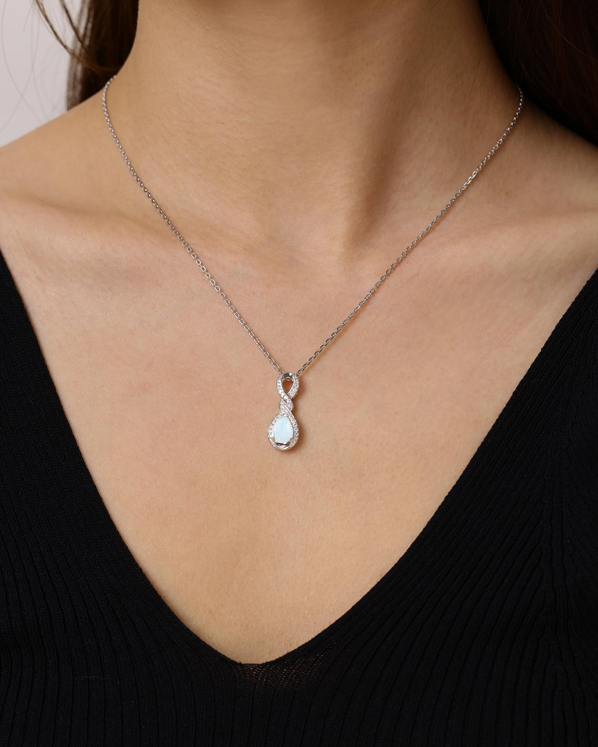 FANCIME Infinity Embrace Teardrop Birthstone Necklace for Women – packaging and label