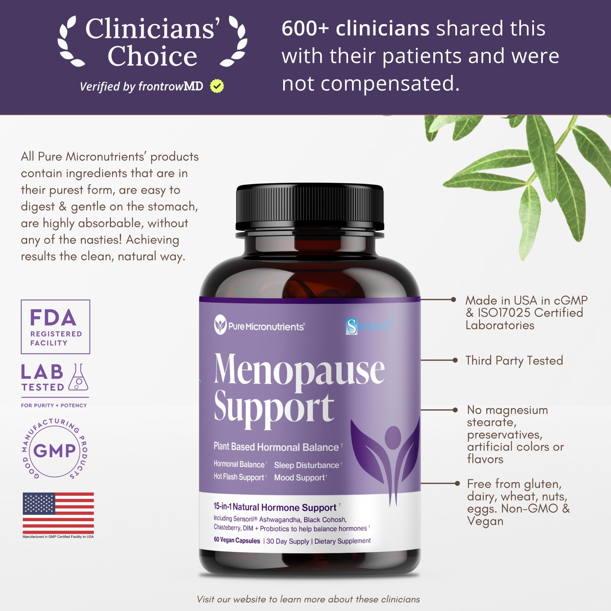 Menopause Supplements for Women, Hot Flashes & Night Sweats, 60 Count