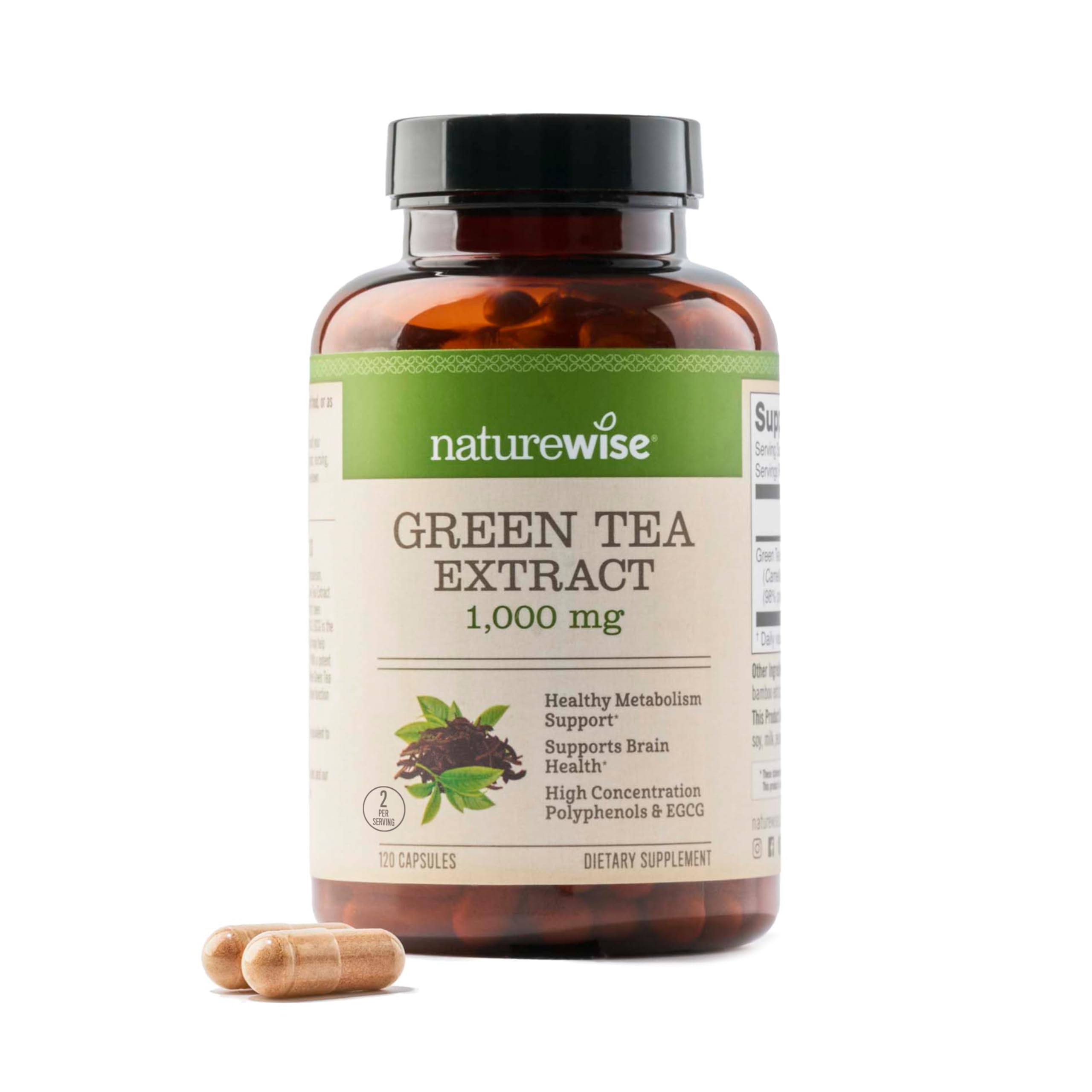 NatureWise Green Tea Extract Capsules 1000 mg - 50% EGCG & 98% - Product Imagery