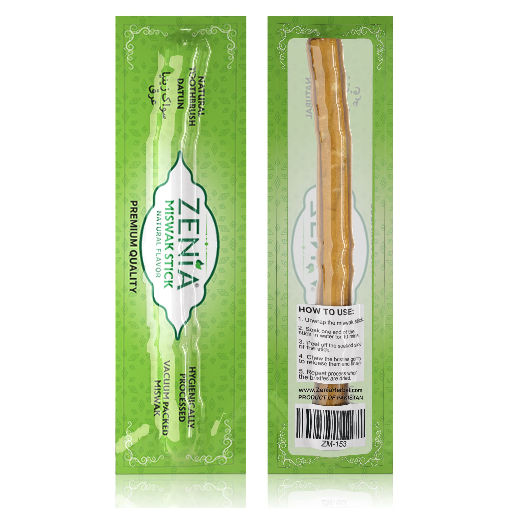 Zenia Sewak Natural Miswak Toothbrush - Vacuum Sealed Natural - Product Imagery