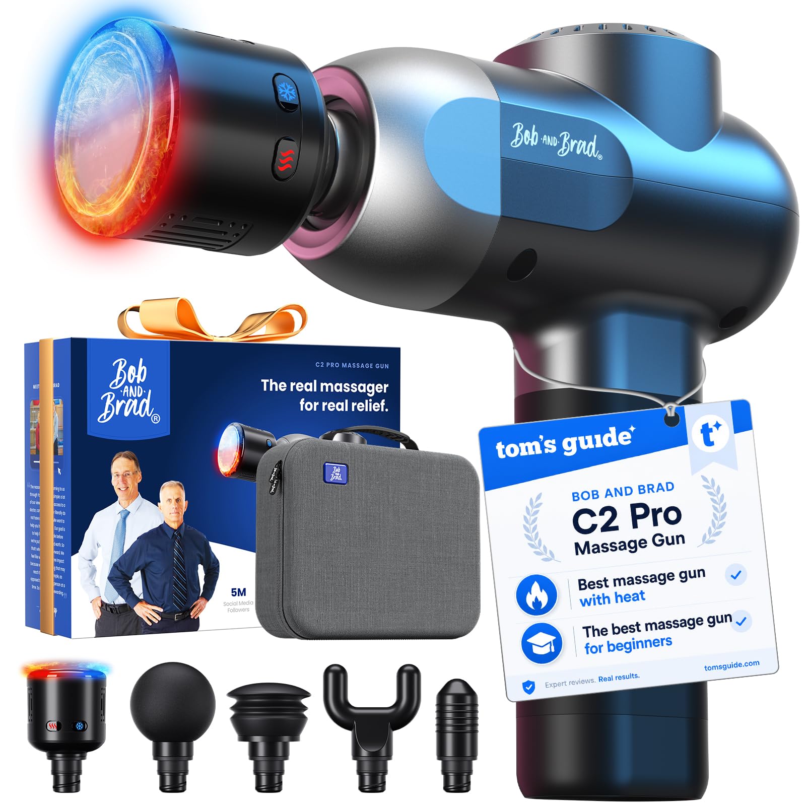 BOB AND BRAD C2 Pro Massage Gun with Heat and Cold Therapy, FSA - Product Imagery