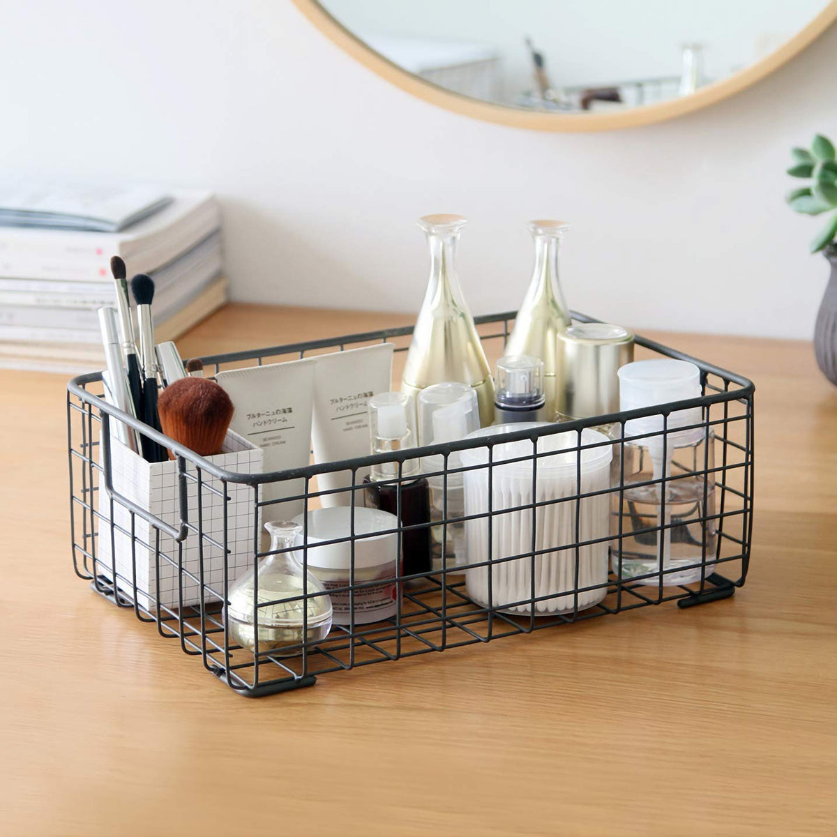 Kingrol 2 Pack Wire Storage Baskets with Handles, Metal Organizer Basket Bins for Home, Office, Nursery, Laundry Shelves