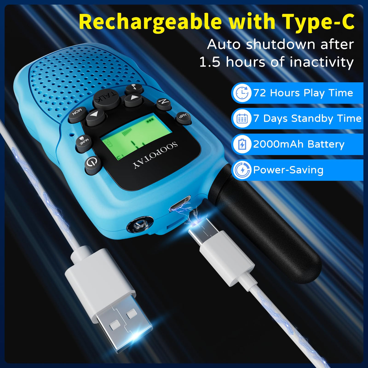 Rechargeable Walkie Talkies for Kids Games Gifts Toys for - Soopotay Official Imagery - 4