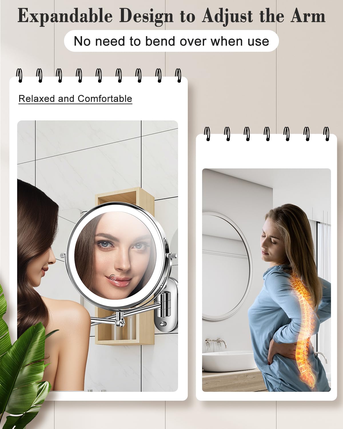 vpu 20X 9" Wall Mounted Magnifying Makeup Mirror with Light Height Adjustable – packaging and label