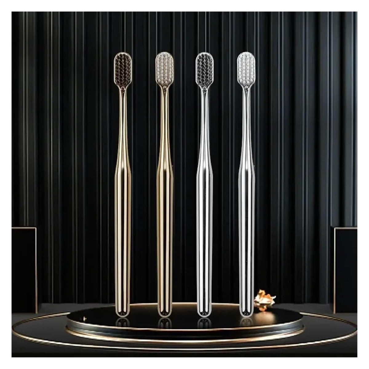 Gold Silver Manual Toothbrush Adults Soft Bristles Gentle - KHOGSBPSW Official Imagery - 4