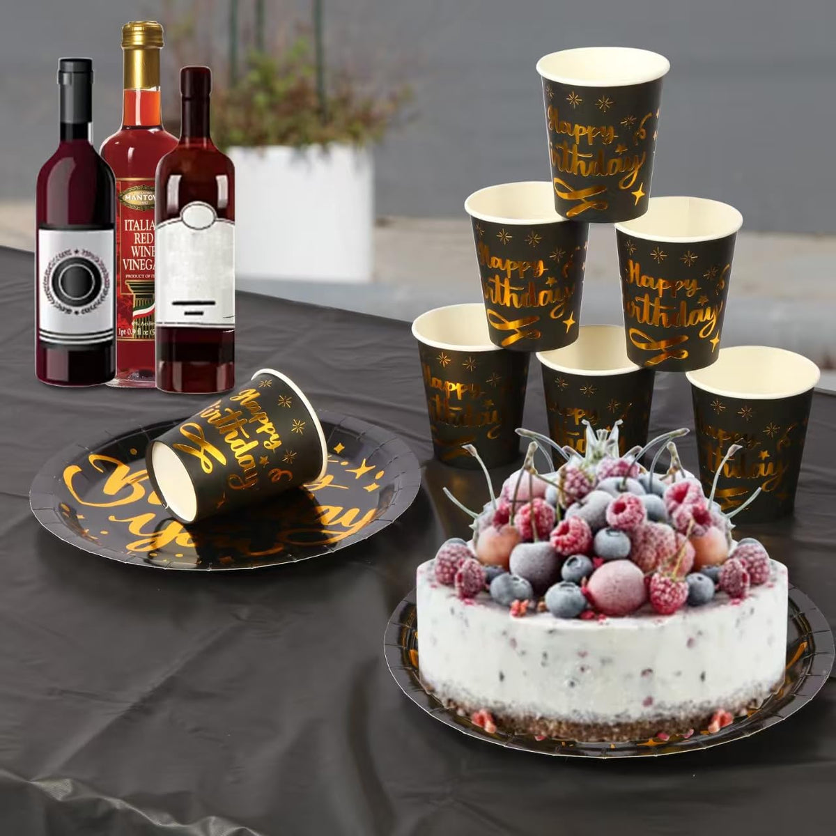 Zyzyphor 201 Pieces Birthday Plate Set, Birthday Decorations, Includes Paper Plates, Paper Cups, Straws, Napkins, Tablec