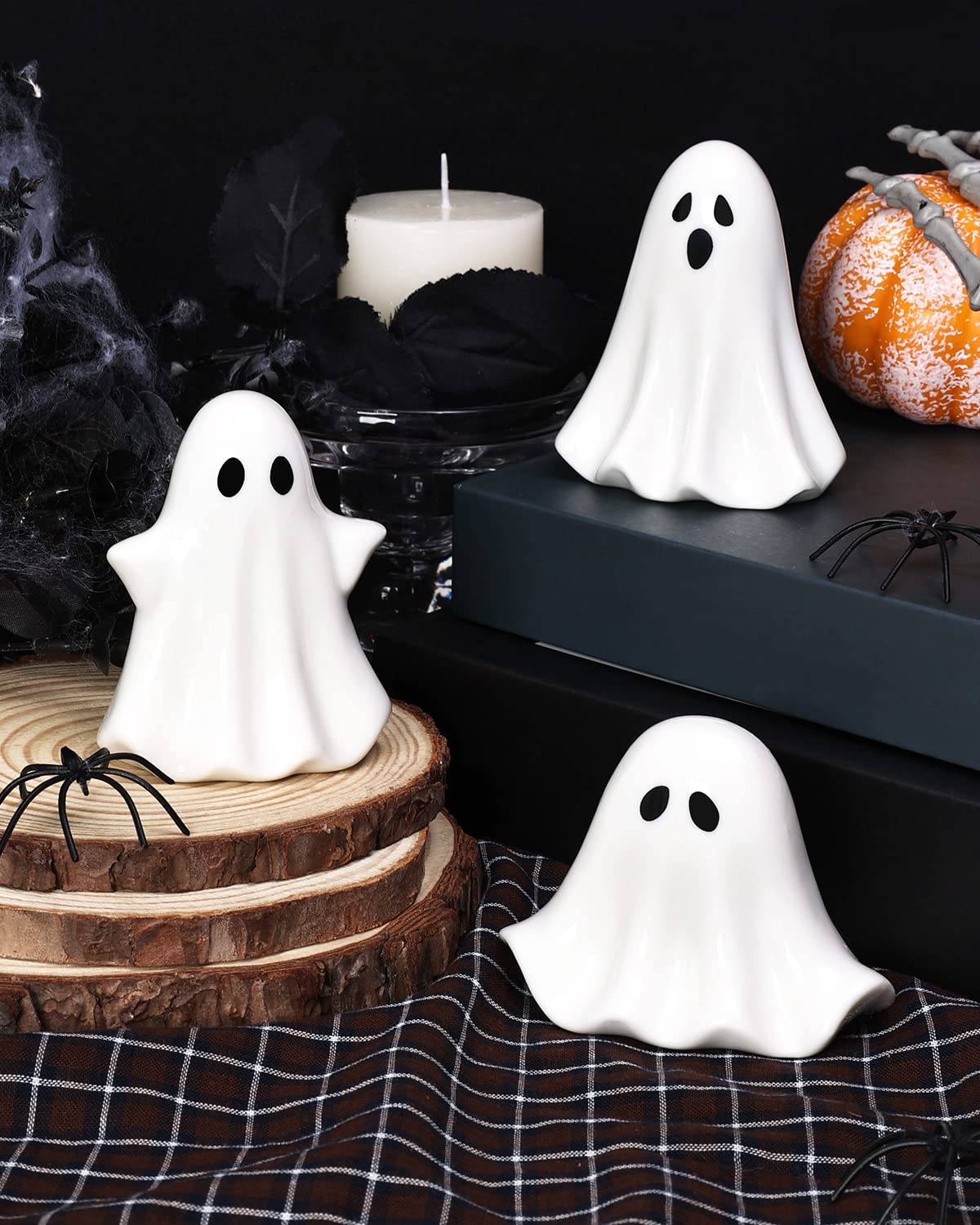 Tuitessine Ceramic Ghosts Small Scary Ghost Figurine Halloween Ghost Statue – product photo (Collectible Figurines)