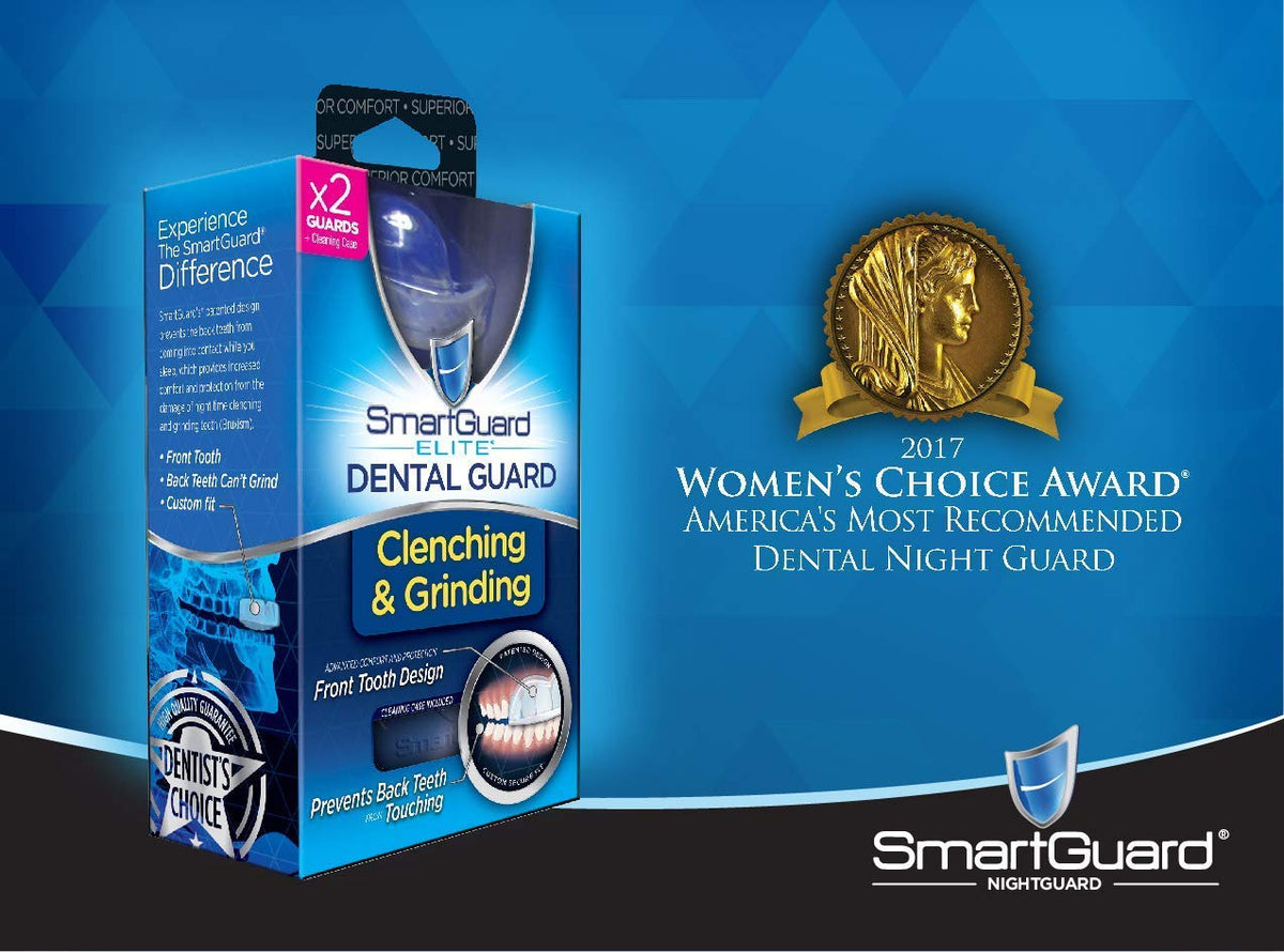 SmartGuard Dental Guard Night Guard for Clenching, Bruxism, and Grinding Dentist Designed Includes 2 Guards, 1 Travel Ca