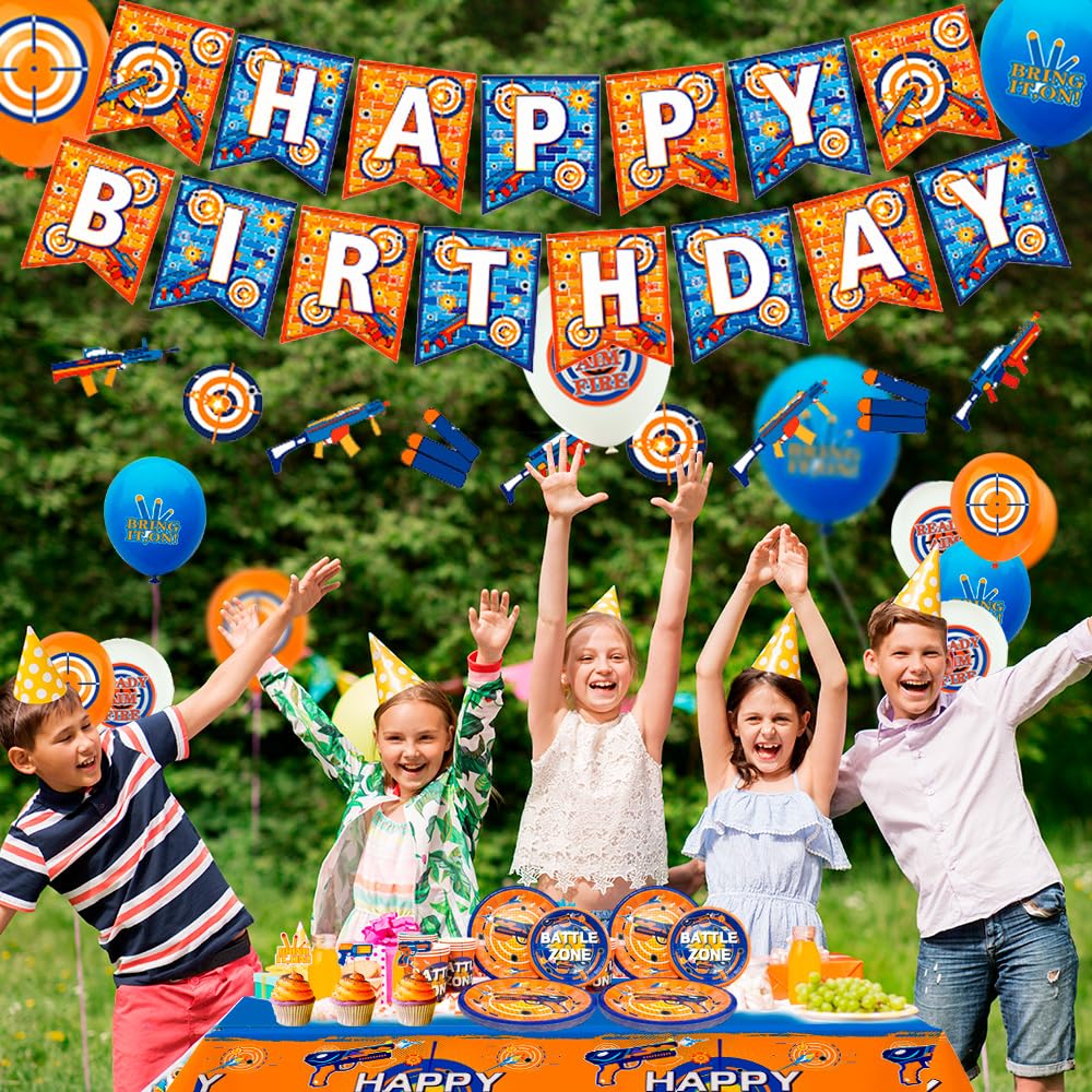 Fruitful Jewelry 161 Pcs Dart War Birthday Decorations Dart War Party Plates Balloons Banner