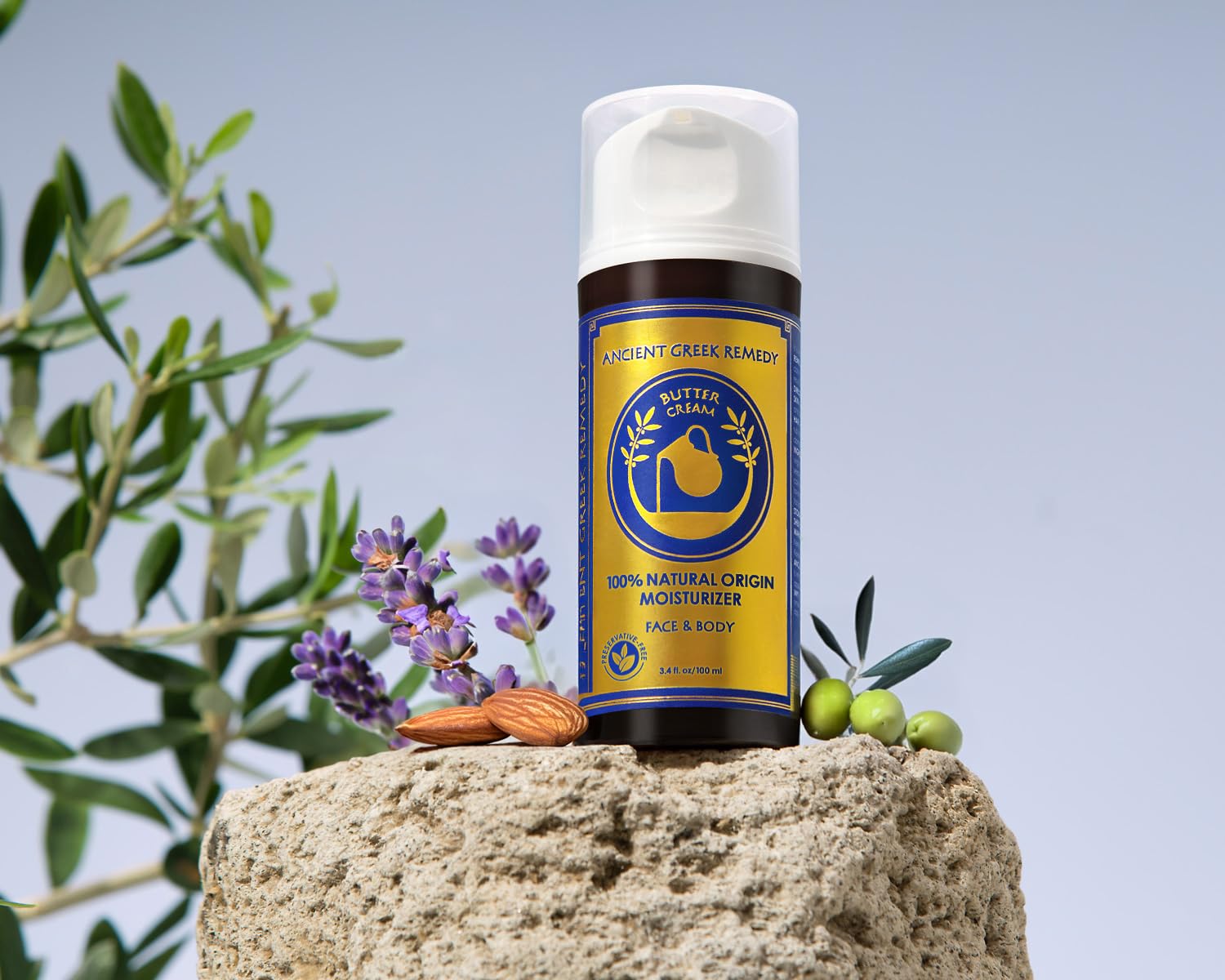 Ancient Greek Remedy organic face moisturizer for dry skin, hydrating facial and body butter cream with natural ingredients.