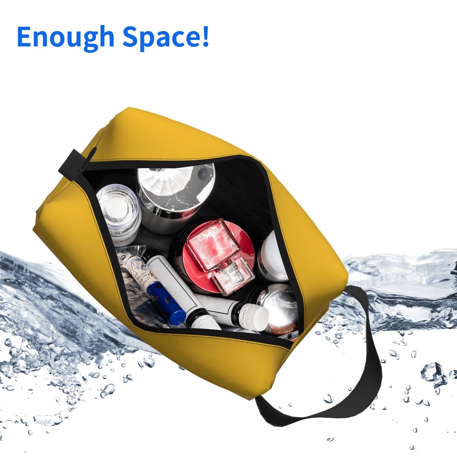SXZVVBN gold travel toiletry bag made of durable Oxford cloth, large capacity cosmetic organizer with multiple compartments.