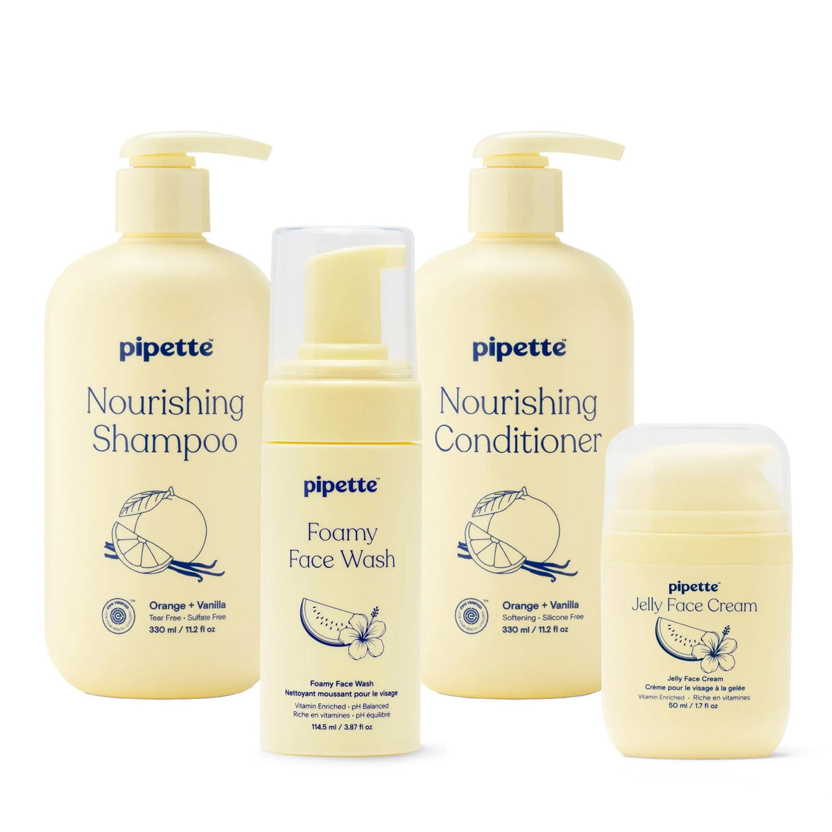 Pipette Kids Face & Hair Care Set, Wash, Cream, Shampoo & Conditioner, 4CT – product photo (Sets &amp; Kits)