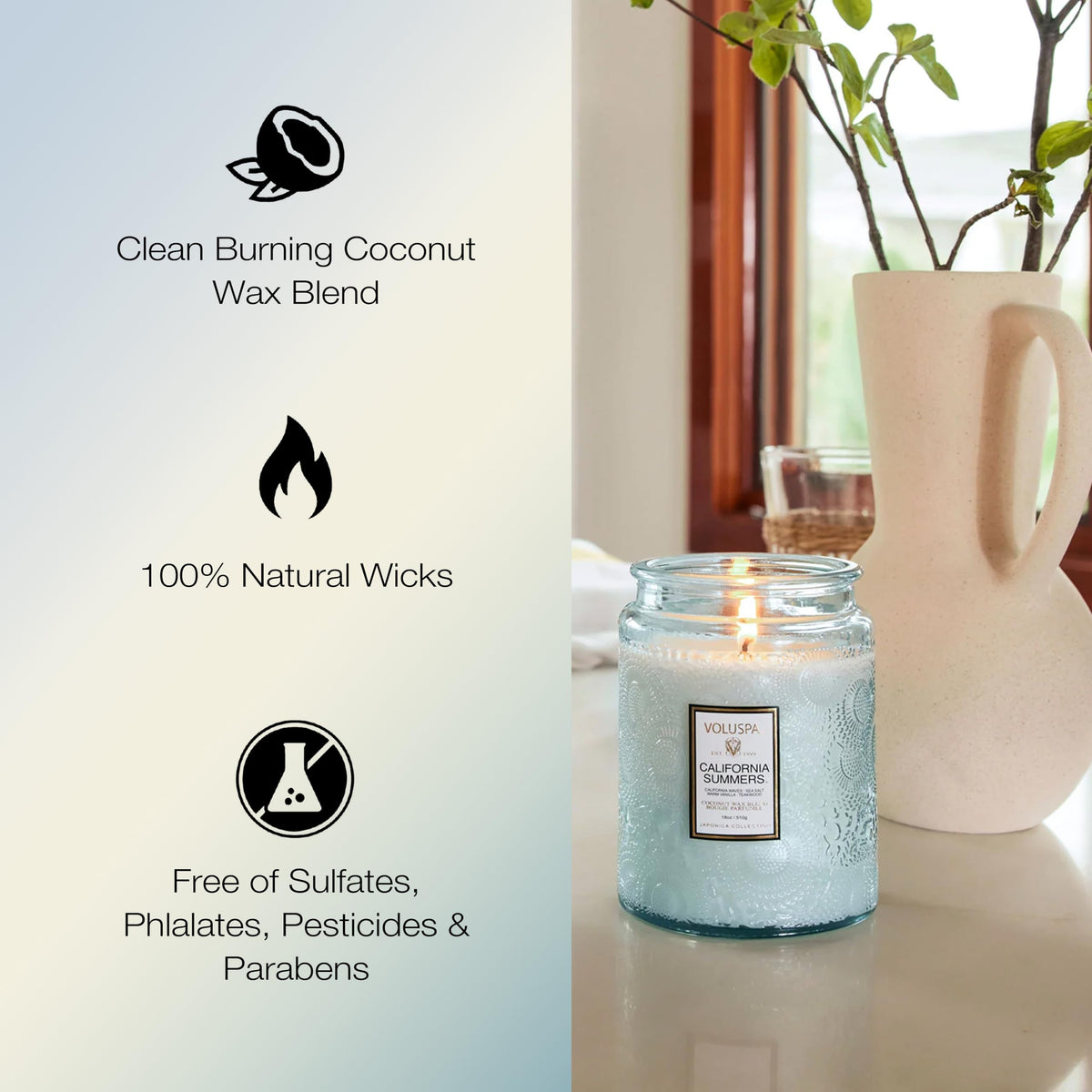 Voluspa California Summers Large Scented Candle Jar 18 Oz - Premium Selection Official Imagery - 5