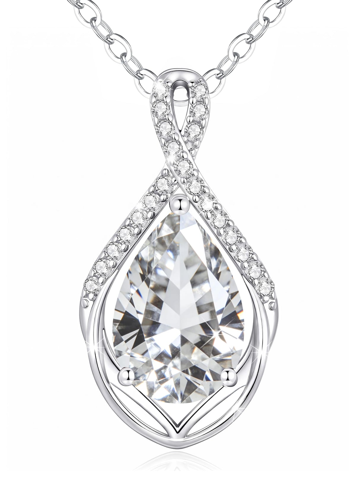 CDE Infinity Teardrop Birthstone Necklace Adjustable Jewelry for Women Gift – White-04