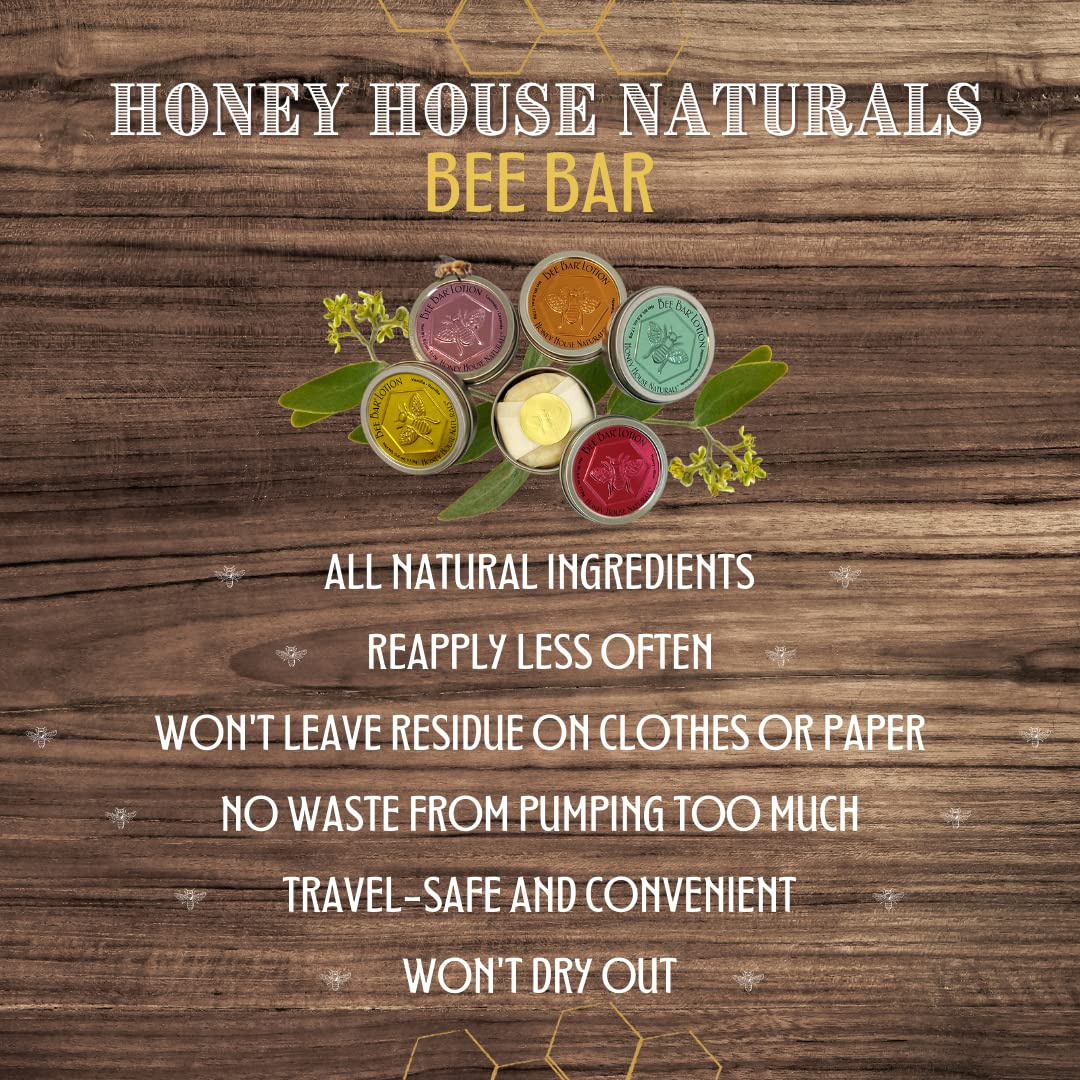 Honey House Naturals Bee Bar Duo - Vanilla - Small .6 Ounce and Large 2 Ounce - All Natural Ultra Moisturizing Lotion Ba