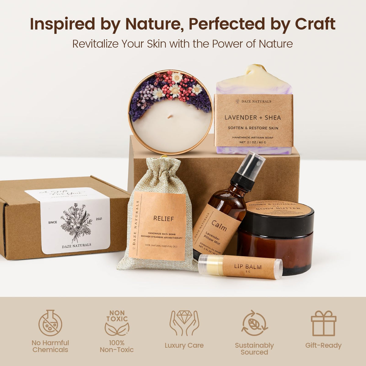 Bath Gift Set Spa Gifts for Women Self Care Products for - Daze Naturals Official Imagery - 3