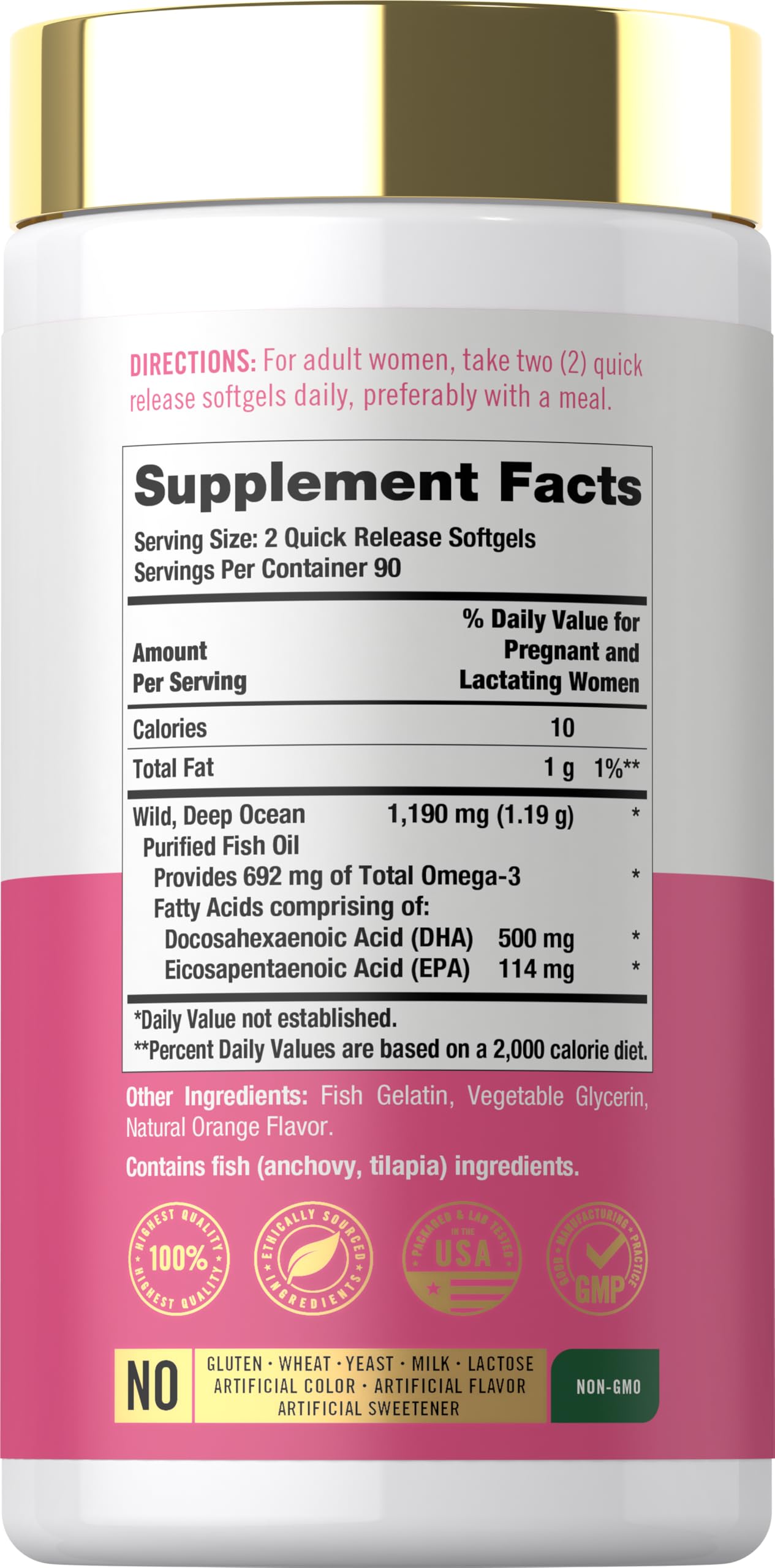 Carlyle Prenatal DHA Vitamin softgels in a bottle, designed for prenatal nutrition with 180 softgels for supporting fetal brain development.