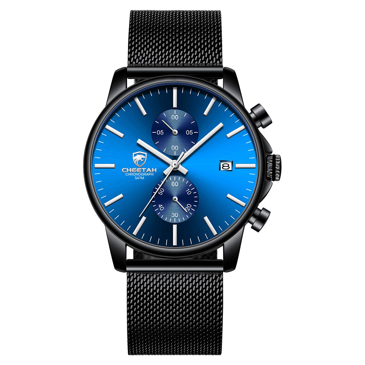 GOLDEN HOUR Mens Watch Fashion Sleek Minimalist Quartz Analog Mesh Stainless Steel Waterproof Chronograph Watches for Me