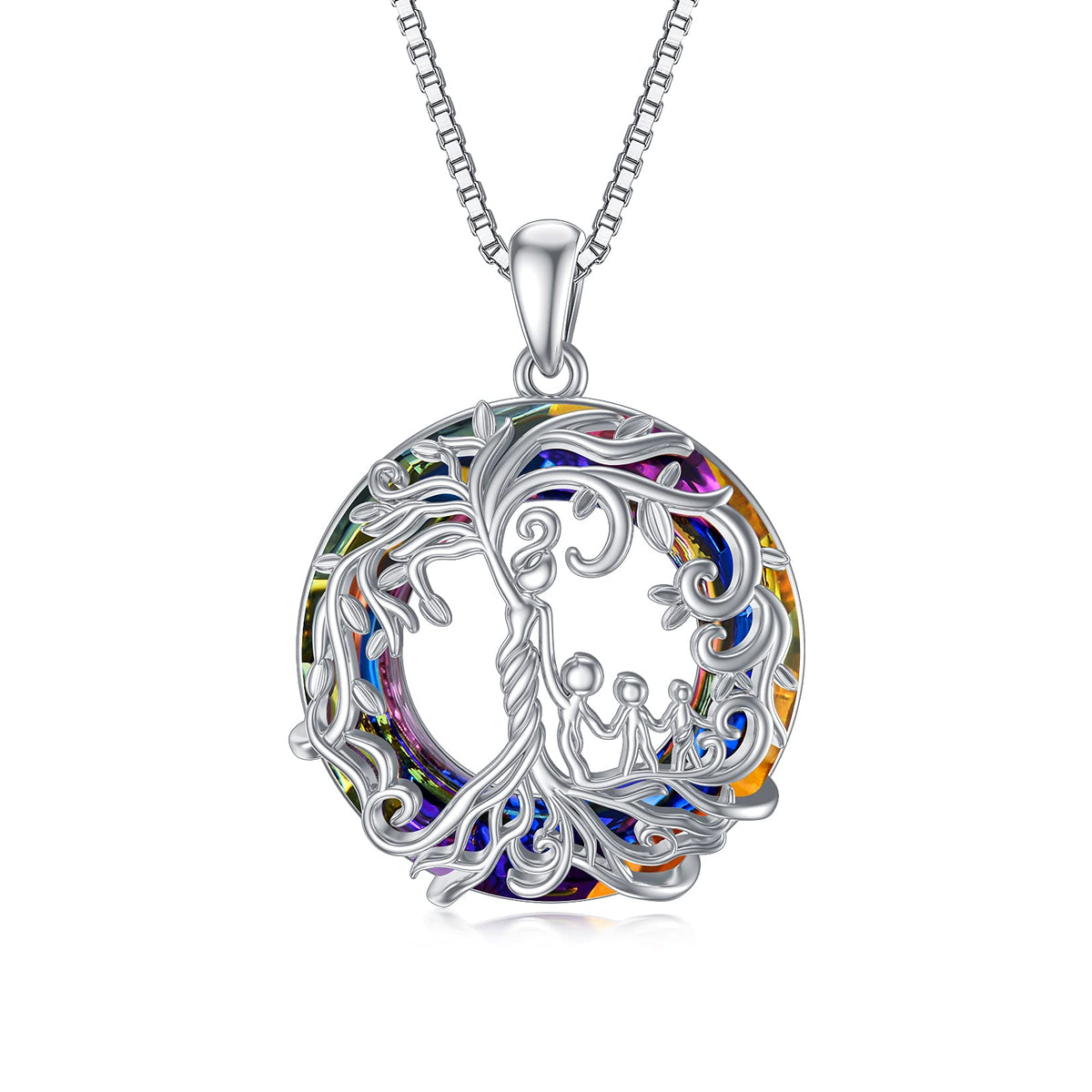 TOUPOP Gifts for Mom Mother and Daughter/Son Necklace Sterling Silver Tree of Life Pendant with Austrian Crystal Jewelry