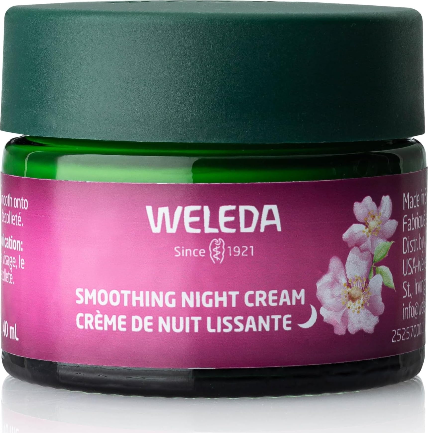 Weleda Smoothing Night Cream natural skin moisturizer in a jar, designed for anti-aging and skin smoothing.