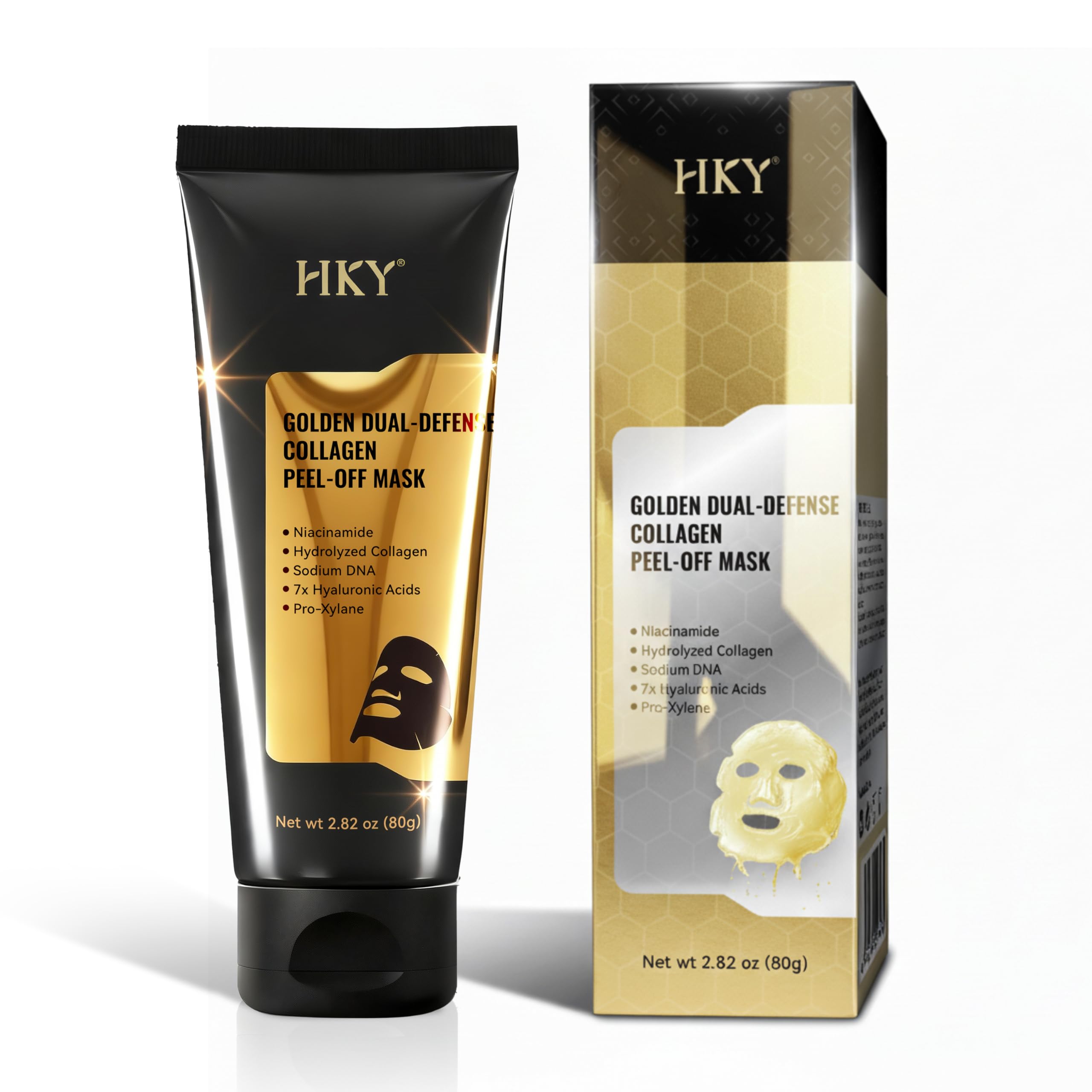 HKY Gold Dual-Anti Collagen Peel Off Face Mask, 7x Hyaluronic - Product Imagery