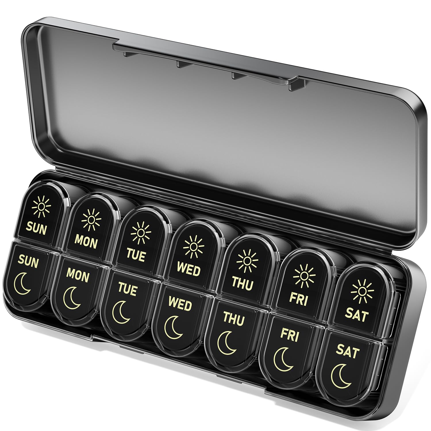Betife AM PM Pill Organizer 7 Day, Weekly Pill Organizer Box 2 - Product Imagery
