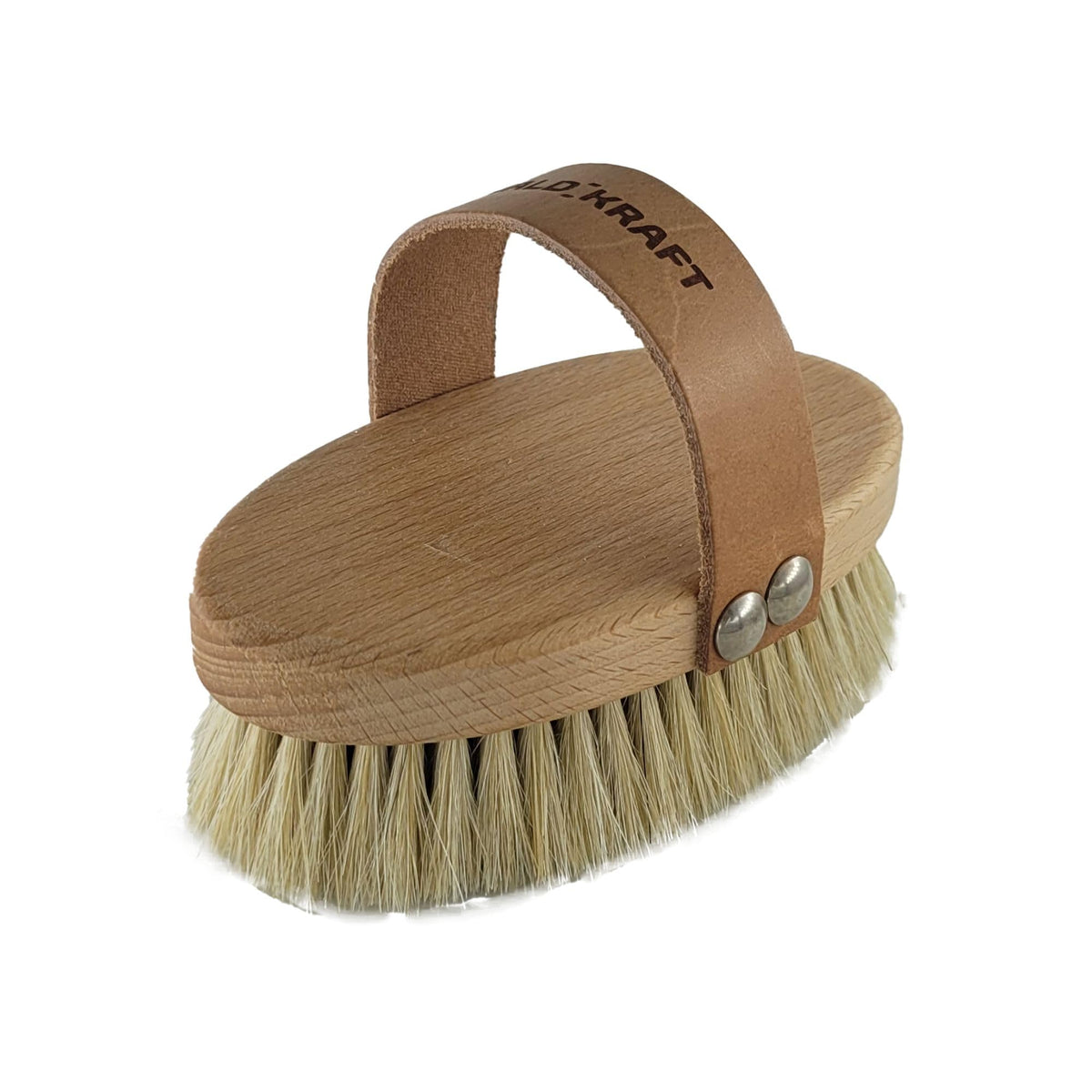 IPPINKA Energy Ionic Brush - for Dry Brushing - Oiled Beech Wood with Leather Strap - Ultra-Fine Copper Wire and Black H