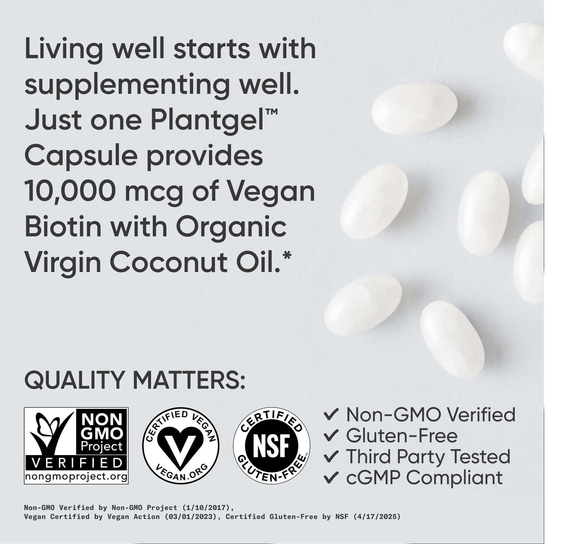 Sports Research® Biotin 10,000mcg w/Coconut Oil, 120 Count Plantgels™