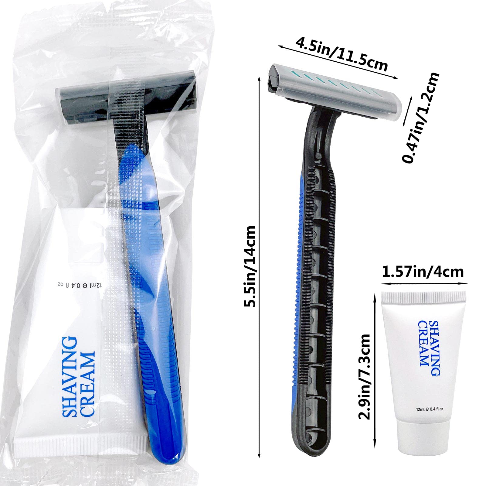 Set of 50 DincherBel manual shaving razors with 12g shaving cream for smooth, disposable shaves, ideal for bulk grooming needs.