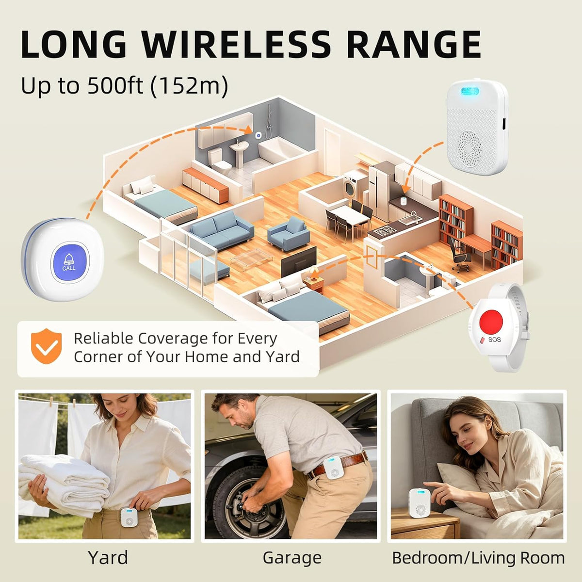 CallToU Caregiver Pager with 2 Wireless Call Button for - CallToU Official Imagery - 6