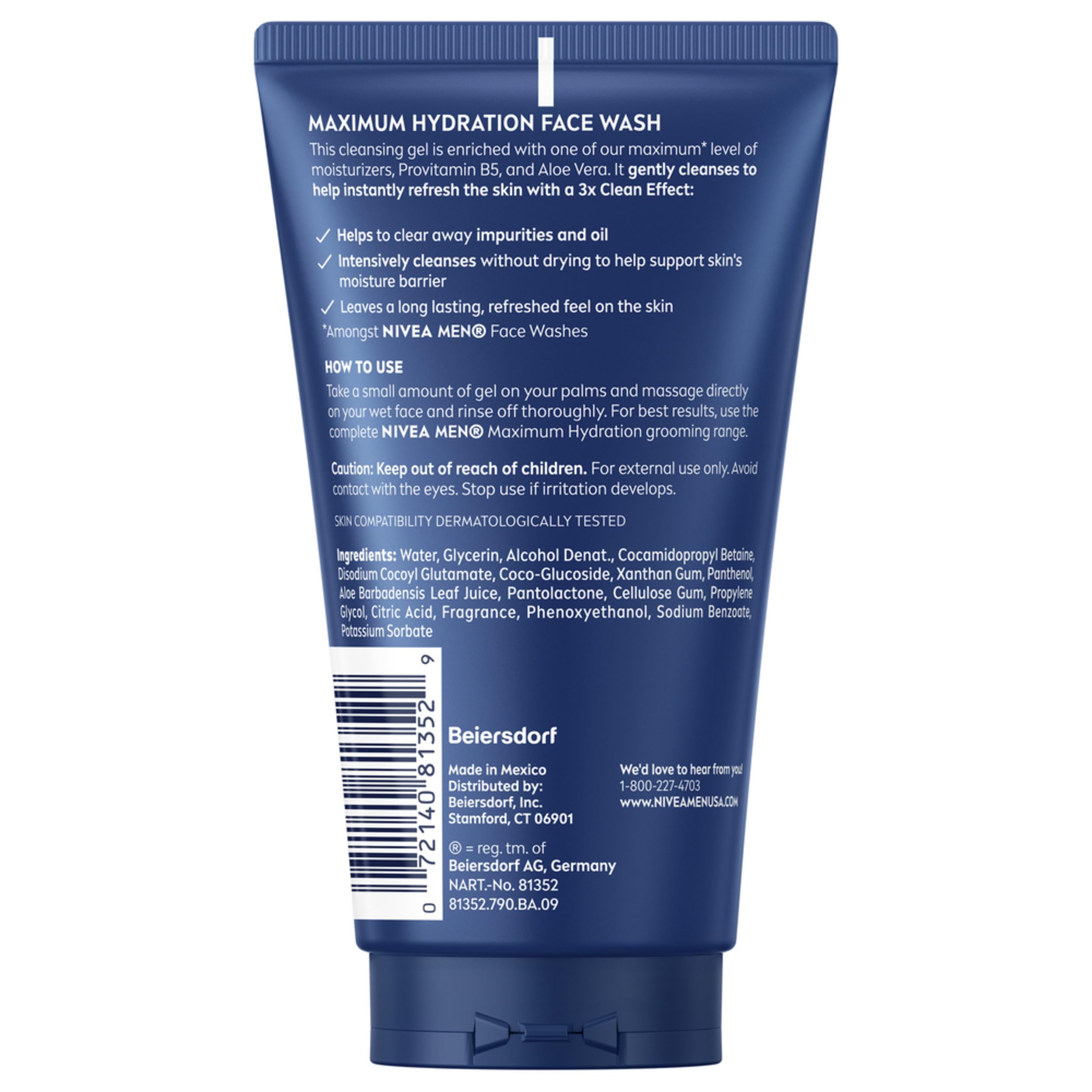 NIVEA MEN Maximum Hydration Face Lotion with SPF 15 sunscreen in four 2.5 fl oz bottles, designed for men's skin protection.