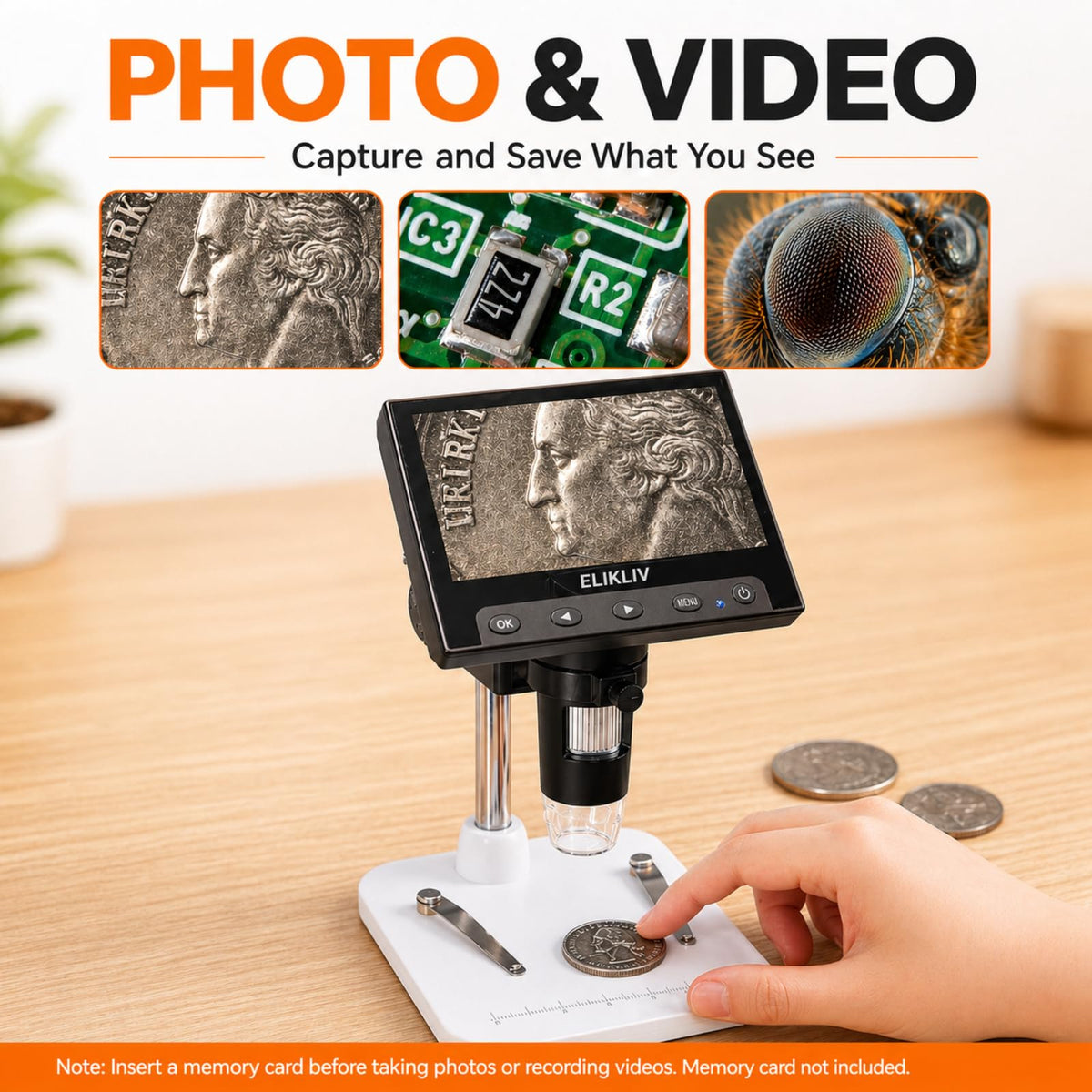 Elikliv Microscope LCD Digital Coin Microscope 1000x Coin - Elikliv Official Imagery - 5