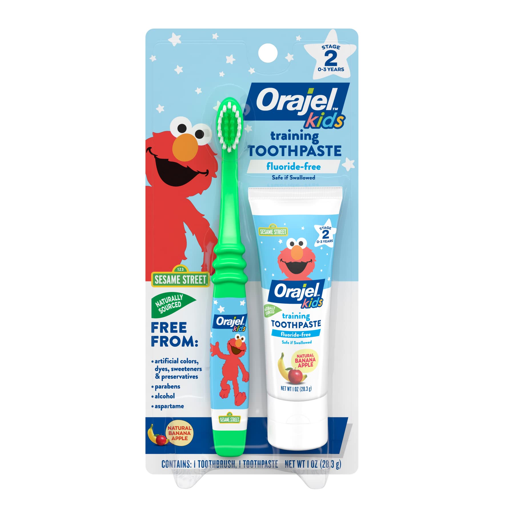 Orajel Naturals Fluoride-Free Toothpaste and Toothbrush for Ages - Product Imagery